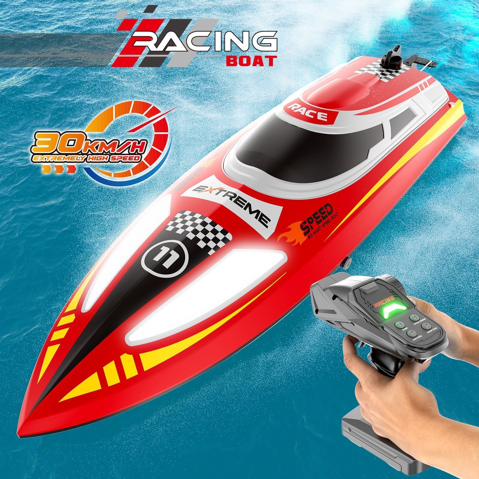 Islyne T128 RC boat speedboat water-cooled powerful motor waterproof water toy electric toy boat high-speed boat