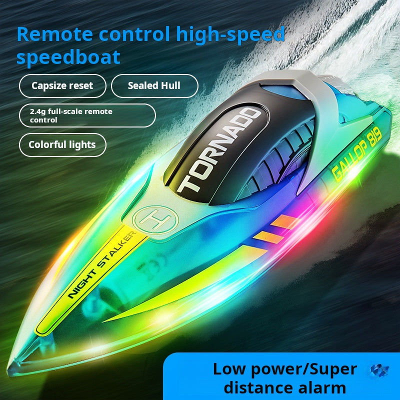 Islyne T121 RC Boat 2.4G RC High Speed Boat LED Light Boat Rechargeable Children's Toy Boat