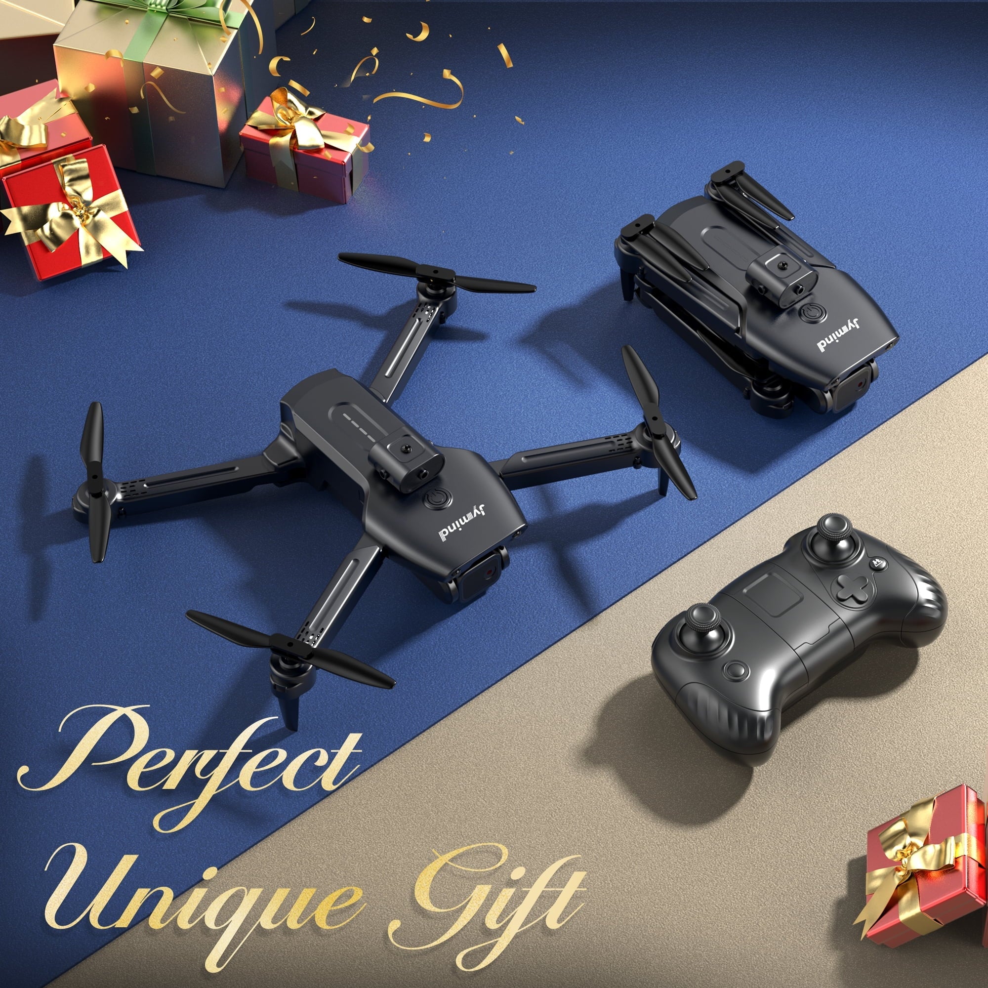 Islyne JY08 Drone with 4K HD Camera for Adults and Kids, RC Quadcopter with 3 Sides Obstacle Avoidance, FPV Remote Control, Gift Idea for Kids Indoor Outdoor, 2 Batteries, Black