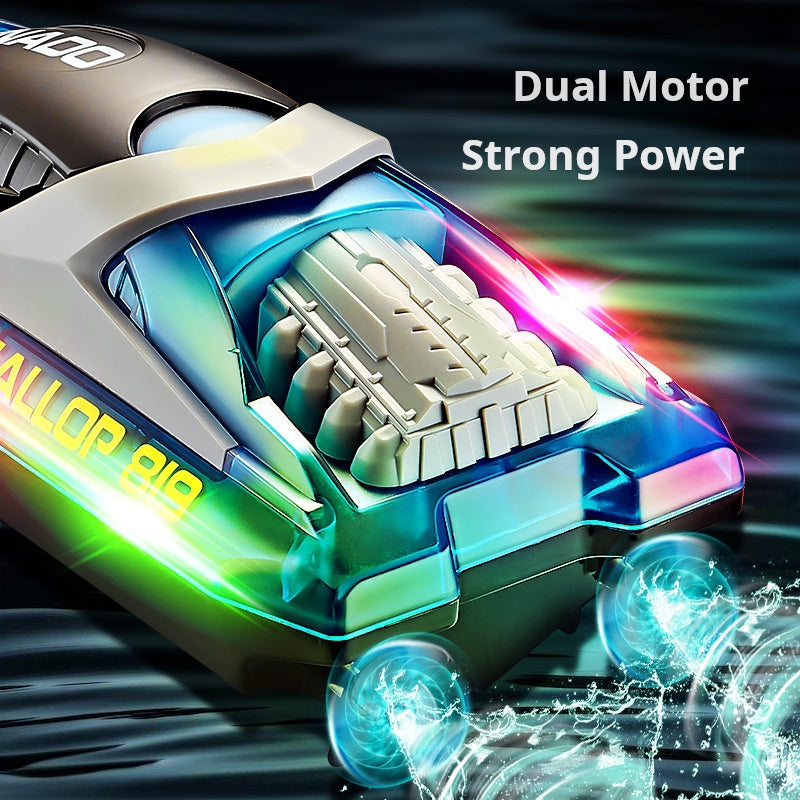 Islyne T121 RC Boat 2.4G RC High Speed Boat LED Light Boat Rechargeable Children's Toy Boat