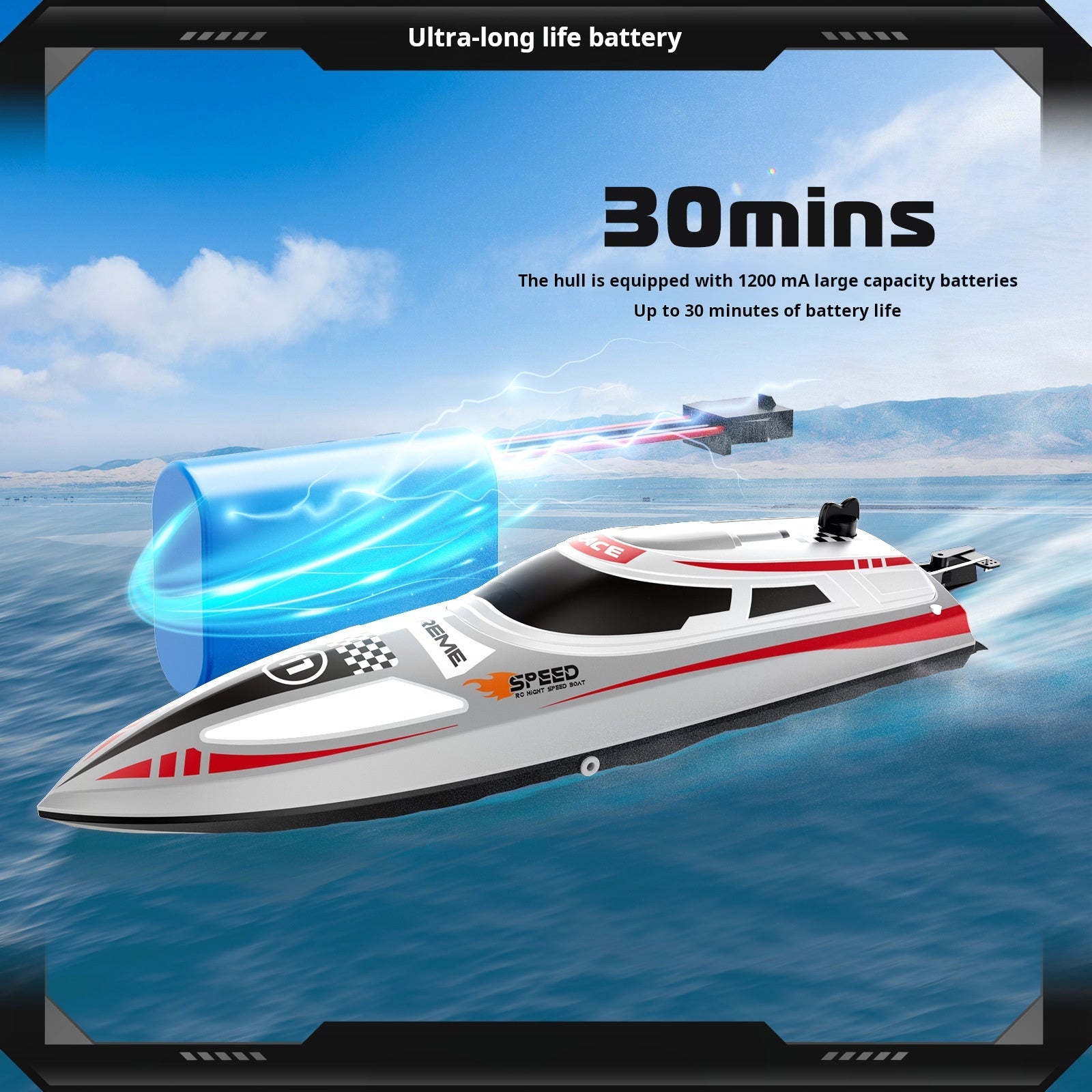 Islyne T128 RC boat speedboat water-cooled powerful motor waterproof water toy electric toy boat high-speed boat