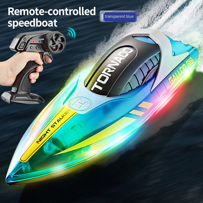 Islyne T121 RC Boat 2.4G RC High Speed Boat LED Light Boat Rechargeable Children's Toy Boat