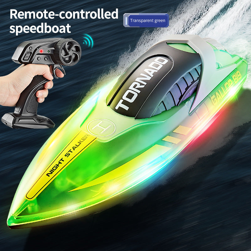 Islyne T121 RC Boat 2.4G RC High Speed Boat LED Light Boat Rechargeable Children's Toy Boat