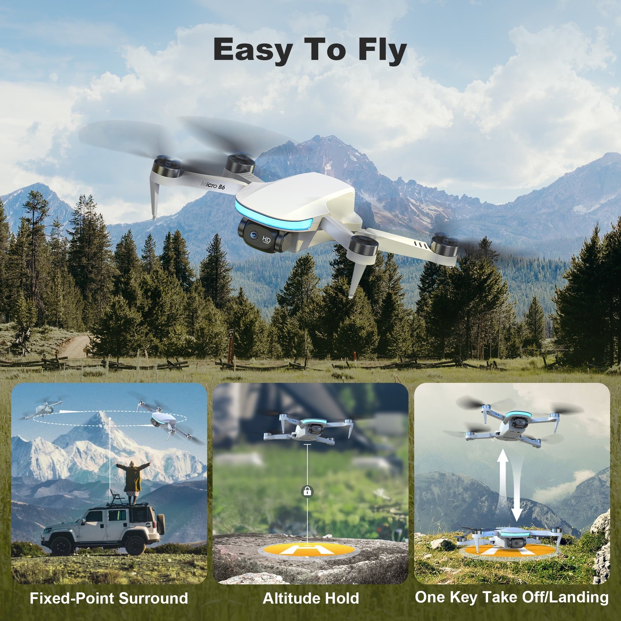 Islyne B6 GPS Drone with Camera for Adults 4K, RC Mini Drone Under 249g with Smart Return, Brushless Motor, 5G Transmission and 2 Batteries for 44-Min Flight Time, Gray