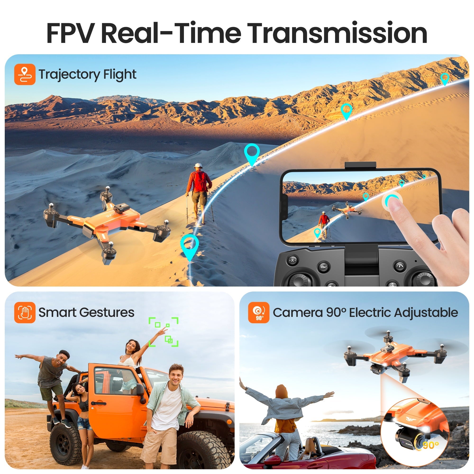 Islyne D89 Drone with Camera for Adults and Kids, FPV RC Quadcopter with 4K HD Dual Camera and Obstacle Avoidance for Beginners