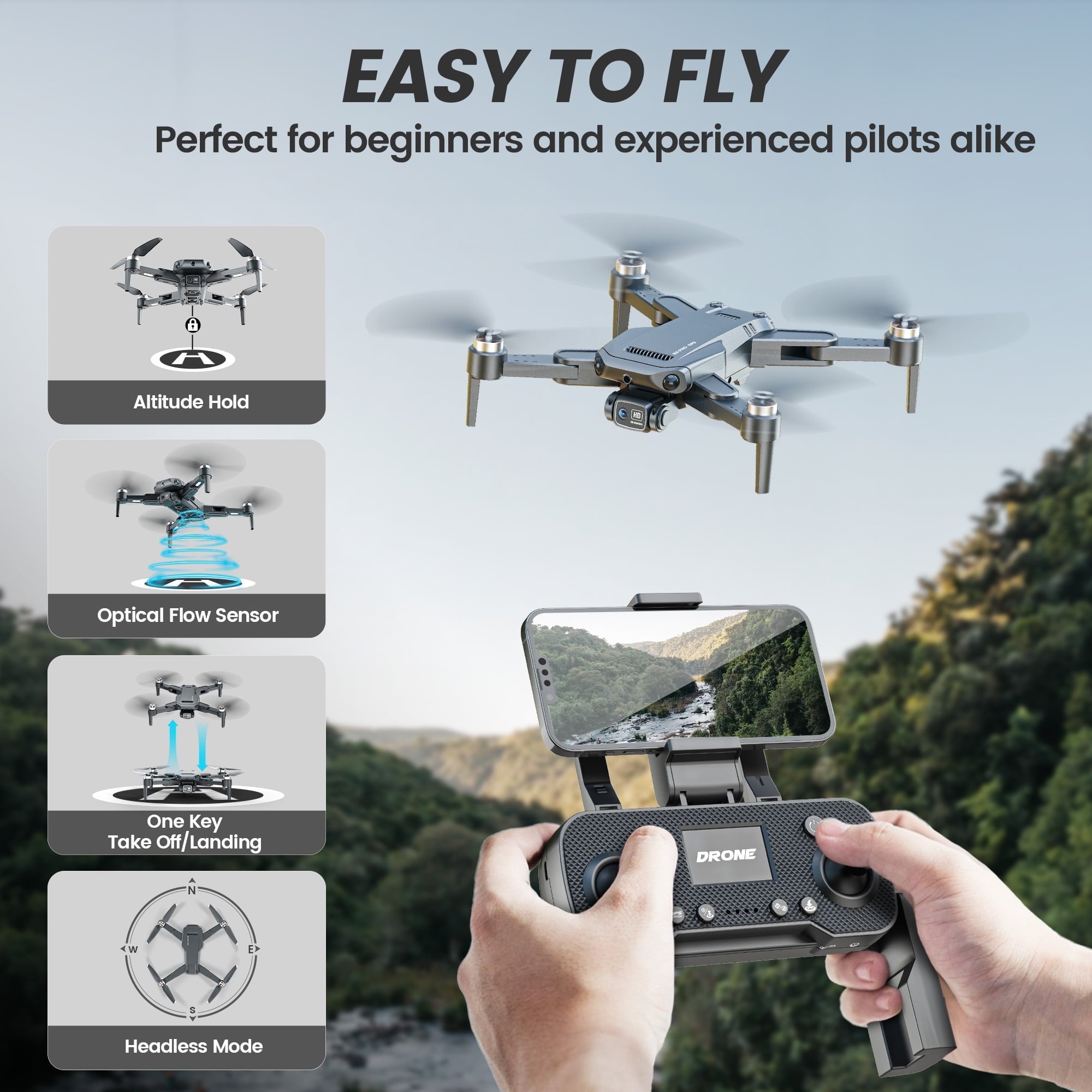 Islyne B3-PRO GPS Drone with 4K HD Camera,Foldable Drones for Adults,Brushless Motors,2 Battery With 44 Minutes Flight Time,Gifts Toys for Outdoor Play