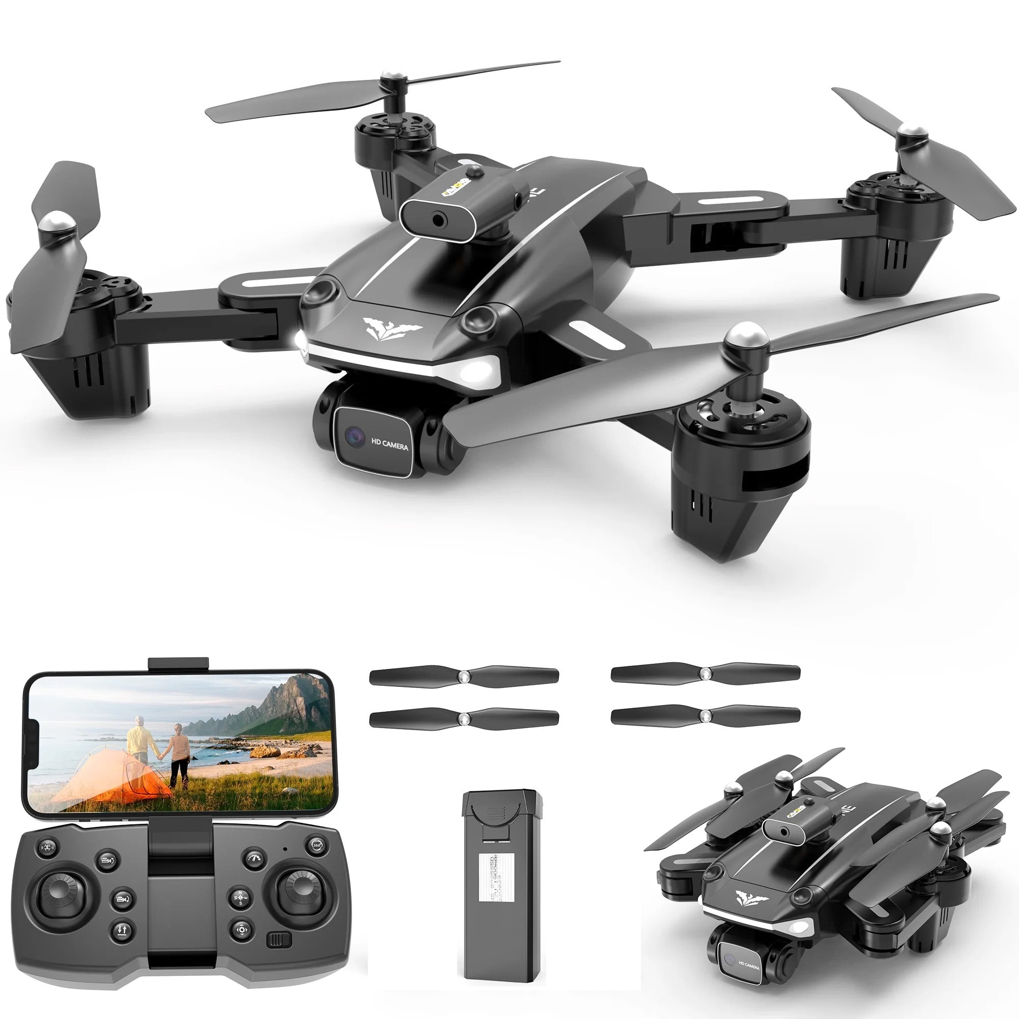 Islyne D89 Drone with Camera for Adults and Kids, FPV RC Quadcopter with 4K HD Dual Camera and Obstacle Avoidance for Beginners