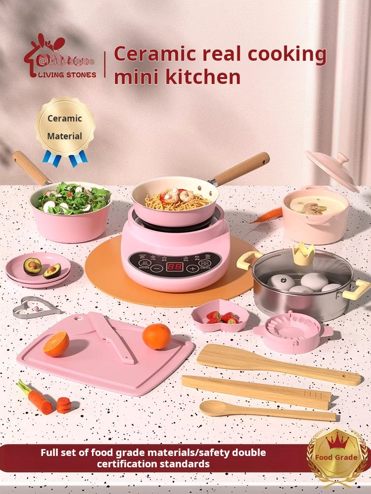 Islyne T35 Mini Kitchen Real Cooking Full Set Real Version Can Cook Simulated Kitchen Girl Birthday Gift Children's Toy