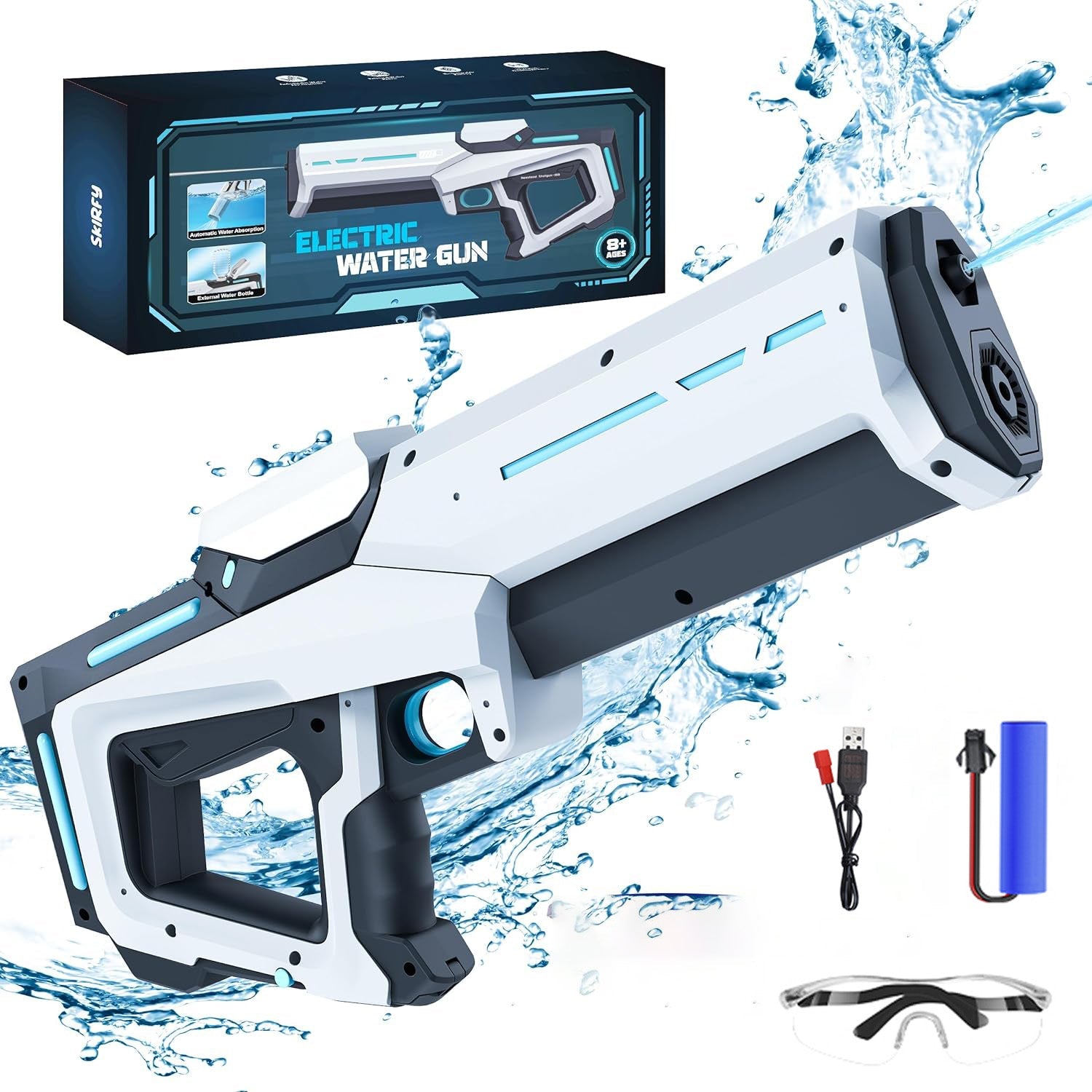 Islyne T103 Electric repeating water gun toy,33in range,12 seconds auto suction,50 minutes range,IP7 waterproof rating,swimming pool beach party and outdoor,suitable for kids' summer gifts