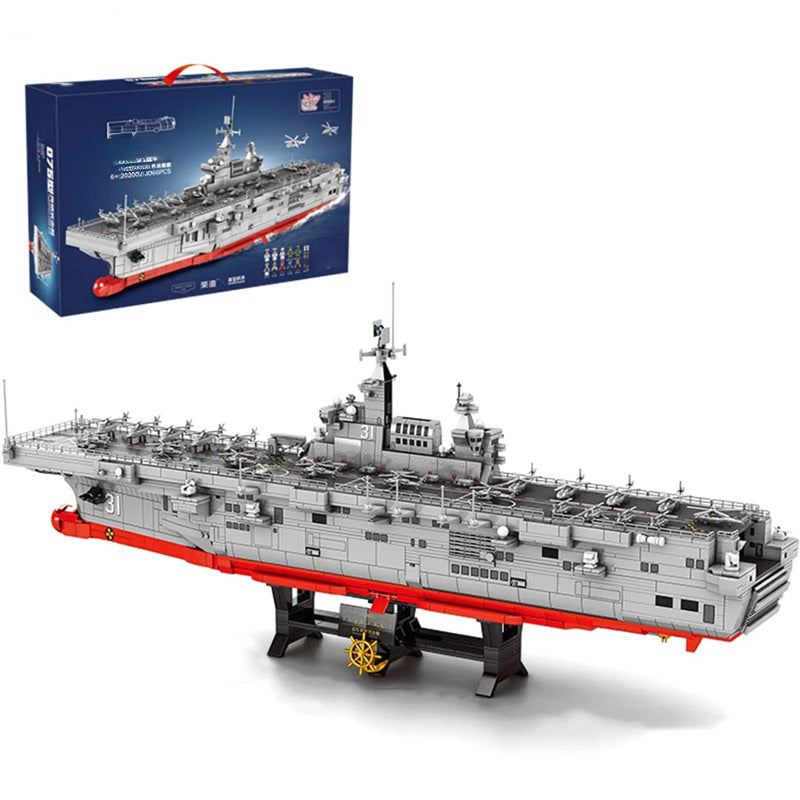 Islyne T90 3066PCS Amphibious Assault Ship Building Blocks Set, DIY Assembly High Difficulty Model 3066pcs Educational Construction Toy Gift for Adults Children 6 Years Old 84*17.6*38cm