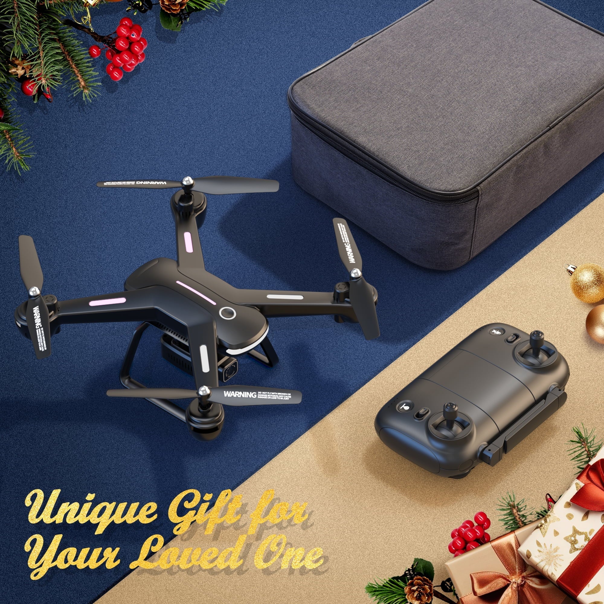 Islyne JY03 GPS Drone with 4K HD Camera for Adults and Kids, FPV RC Quadcopter with LED Lights and Optical Flow Sensor, 2 Batteries, last 36 mins, Black