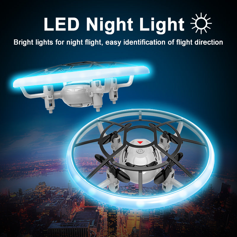 Islyne T10 Drone with RC Quadcopter with 4 channels, with LED light/6-axis gyroscope, headless mode/360-degree roll, precise height setting