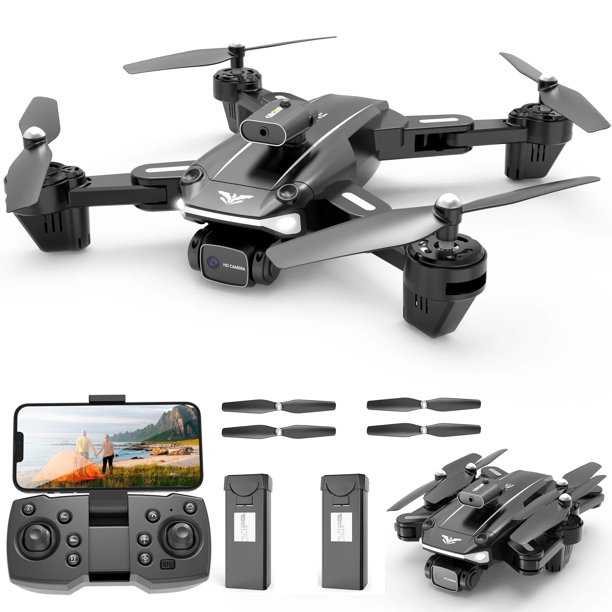 Islyne D89 Drone with Camera for Adults and Kids, FPV RC Quadcopter with 4K HD Dual Camera and Obstacle Avoidance for Beginners