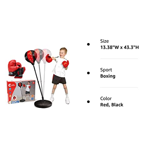 CUTE STONE Punching Bag for Kids, Boxing Bag Toy with Boxing Gloves & Adjustable Stand, Great Birthday Gift for Age 4, 5, 6, 7, 8, 9 Years Old Boys