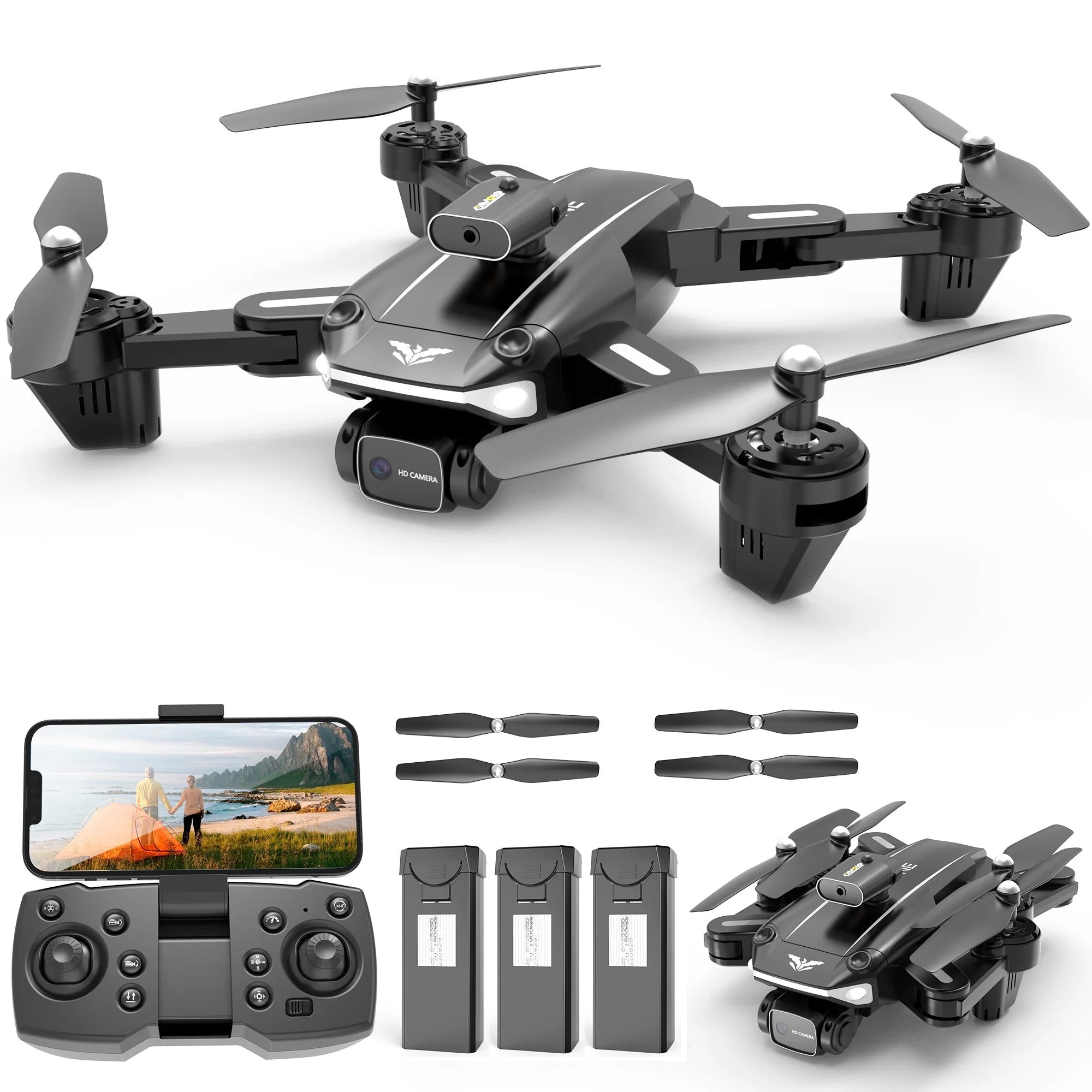 Islyne D89 Drone with Camera for Adults and Kids, FPV RC Quadcopter with 4K HD Dual Camera and Obstacle Avoidance for Beginners