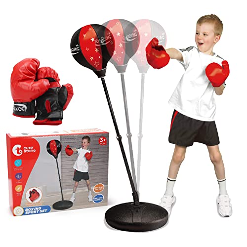 CUTE STONE Punching Bag for Kids, Boxing Bag Toy with Boxing Gloves & Adjustable Stand, Great Birthday Gift for Age 4, 5, 6, 7, 8, 9 Years Old Boys