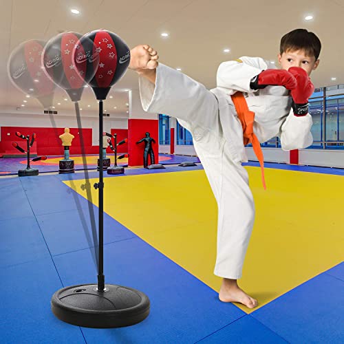 CUTE STONE Punching Bag for Kids, Boxing Bag Toy with Boxing Gloves & Adjustable Stand, Great Birthday Gift for Age 4, 5, 6, 7, 8, 9 Years Old Boys