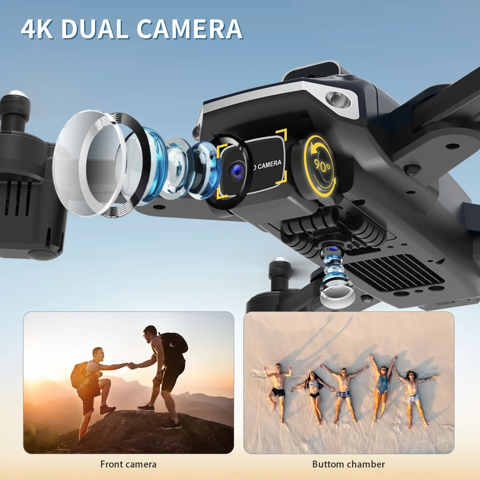 Islyne D89 Drone with Camera for Adults and Kids, FPV RC Quadcopter with 4K HD Dual Camera and Obstacle Avoidance for Beginners