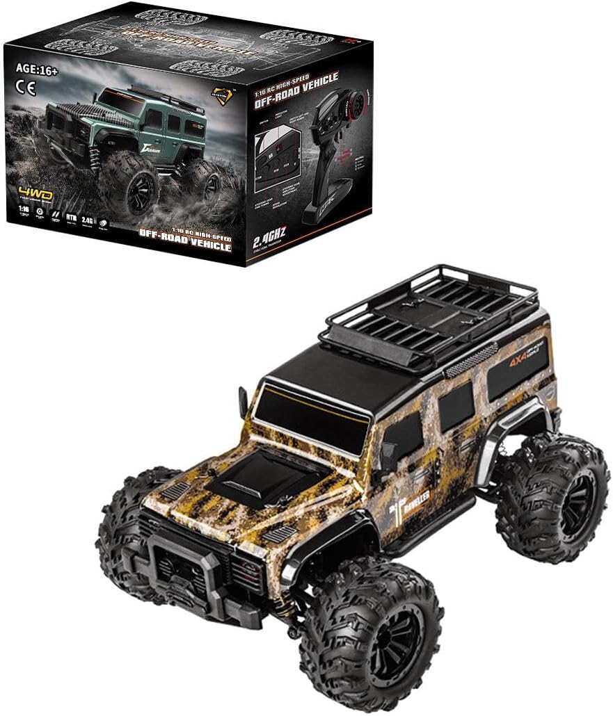 Islyne T362 Remote Control Off Road Truck, 1:16 RC Cars Toys 2.4G 4WD, RC Truck Buggy All Terrains Electric Climbing Truck, RC Rock Crawler with Headlights Gear Differential RTR Version