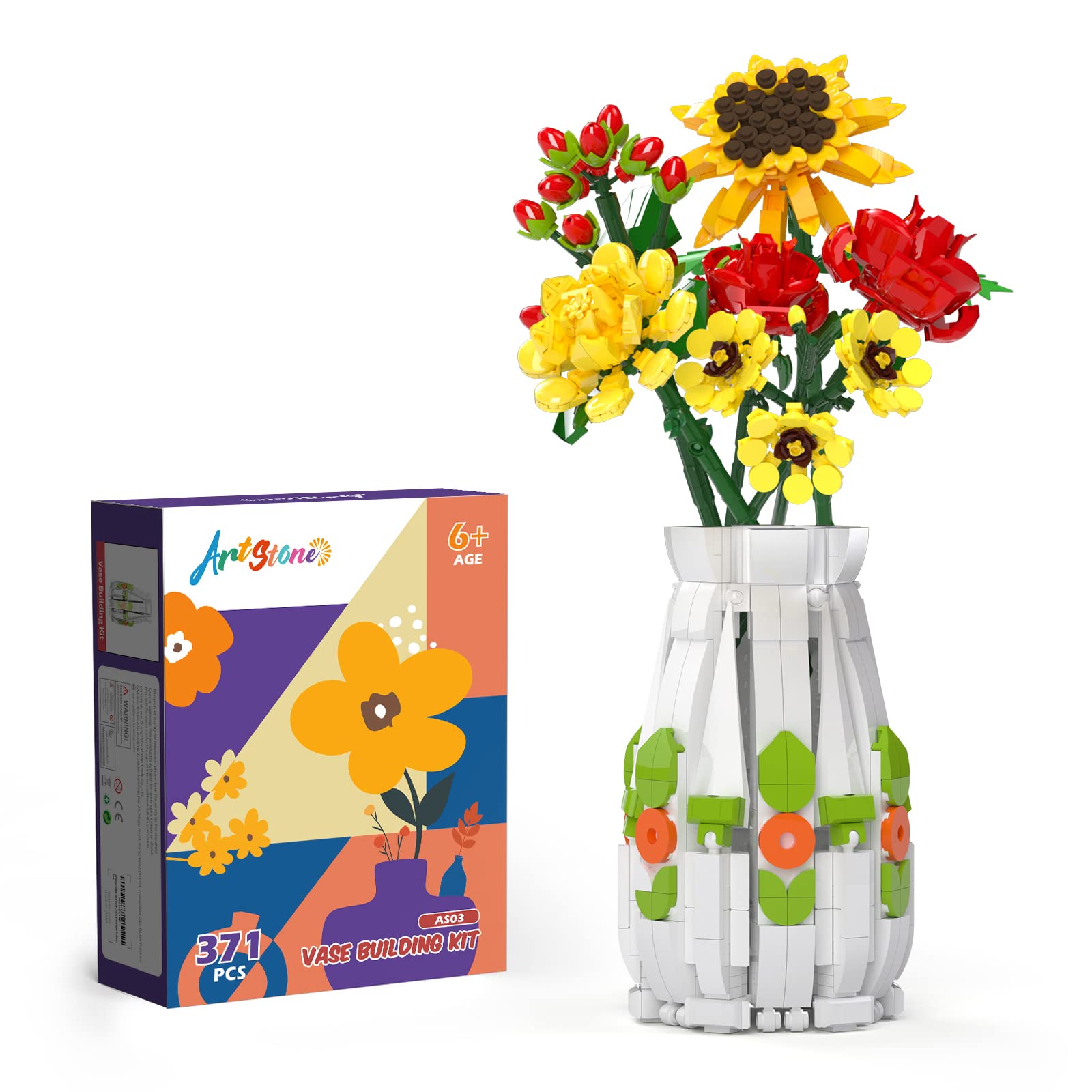 ArtStone Flower Bouquet Building Kit Toy Building Block Set Creative Flowers Building Botanical Collection