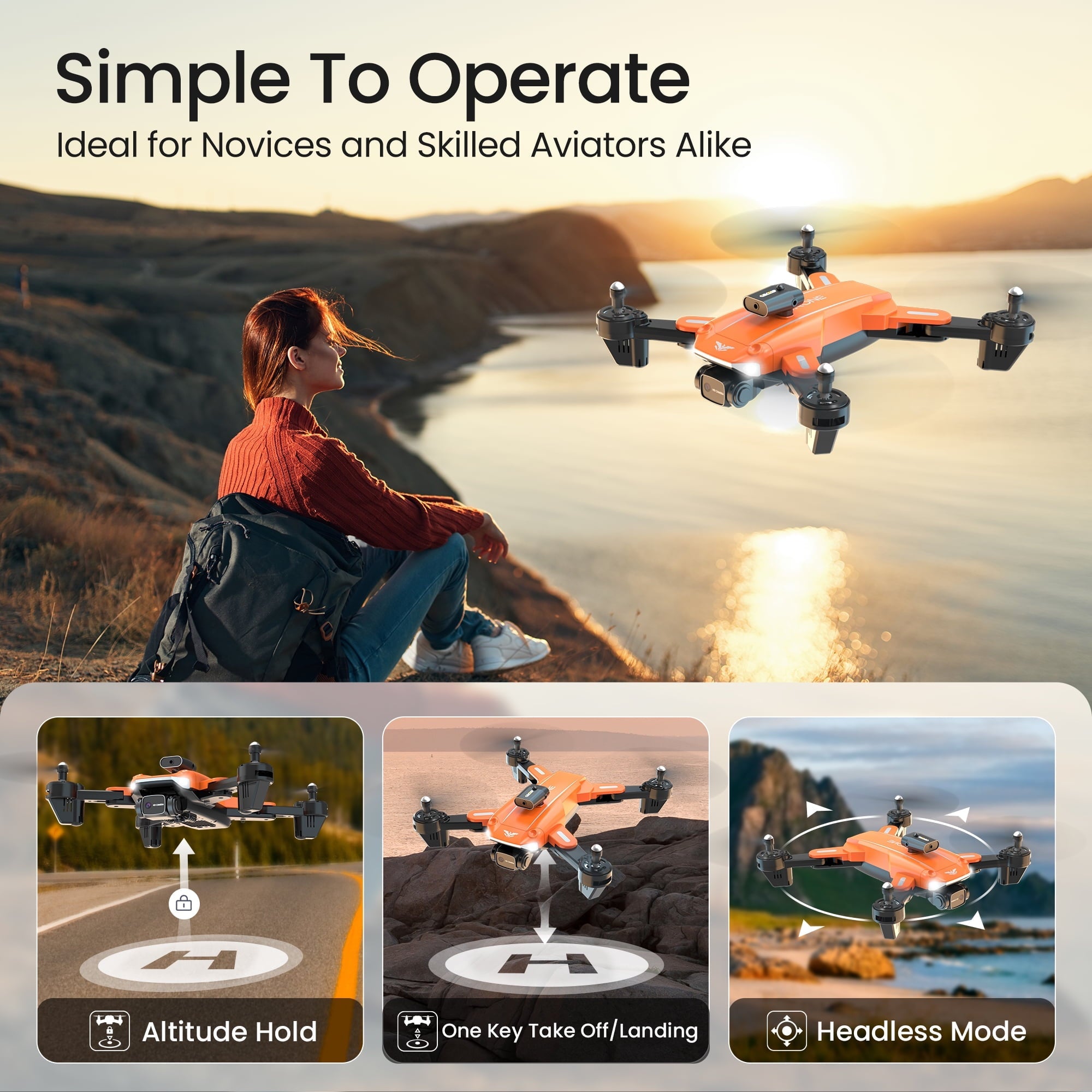 Islyne D89 Drone with Camera for Adults and Kids, FPV RC Quadcopter with 4K HD Dual Camera and Obstacle Avoidance for Beginners