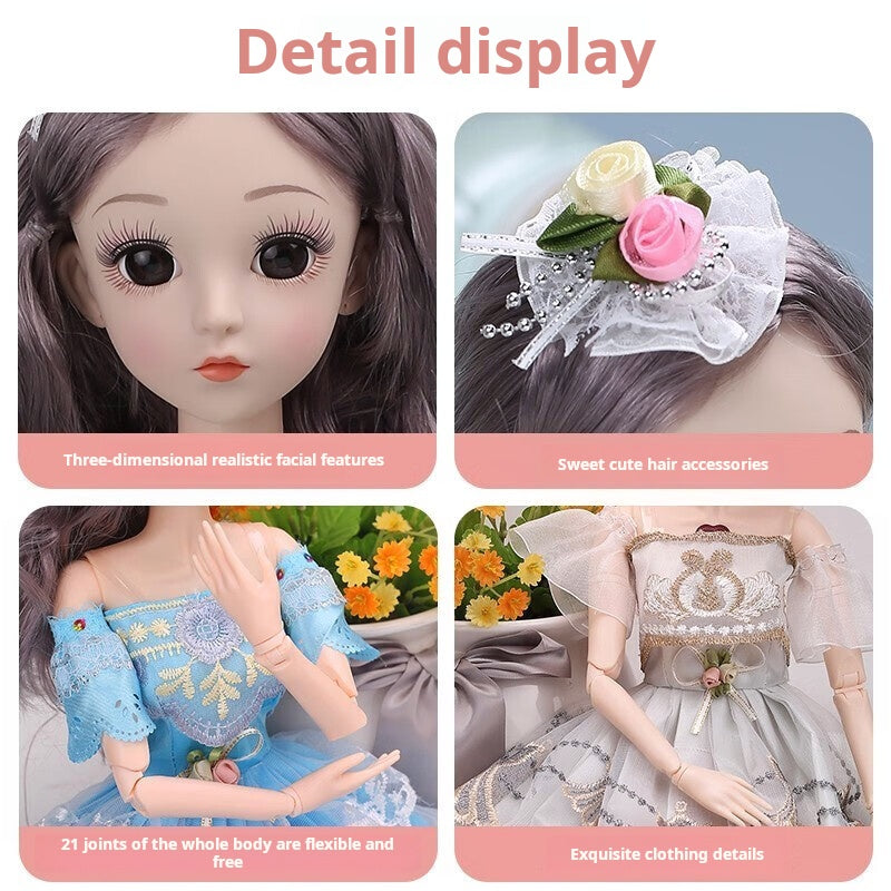 Eve Stone SPECIAL GIRL LIKE YOU Large 60cm Doll Toy Girl Elsa Princess Gift Box Dress Up Play House Birthday Gift [3 Luxurious Dresses + Music and Lights]