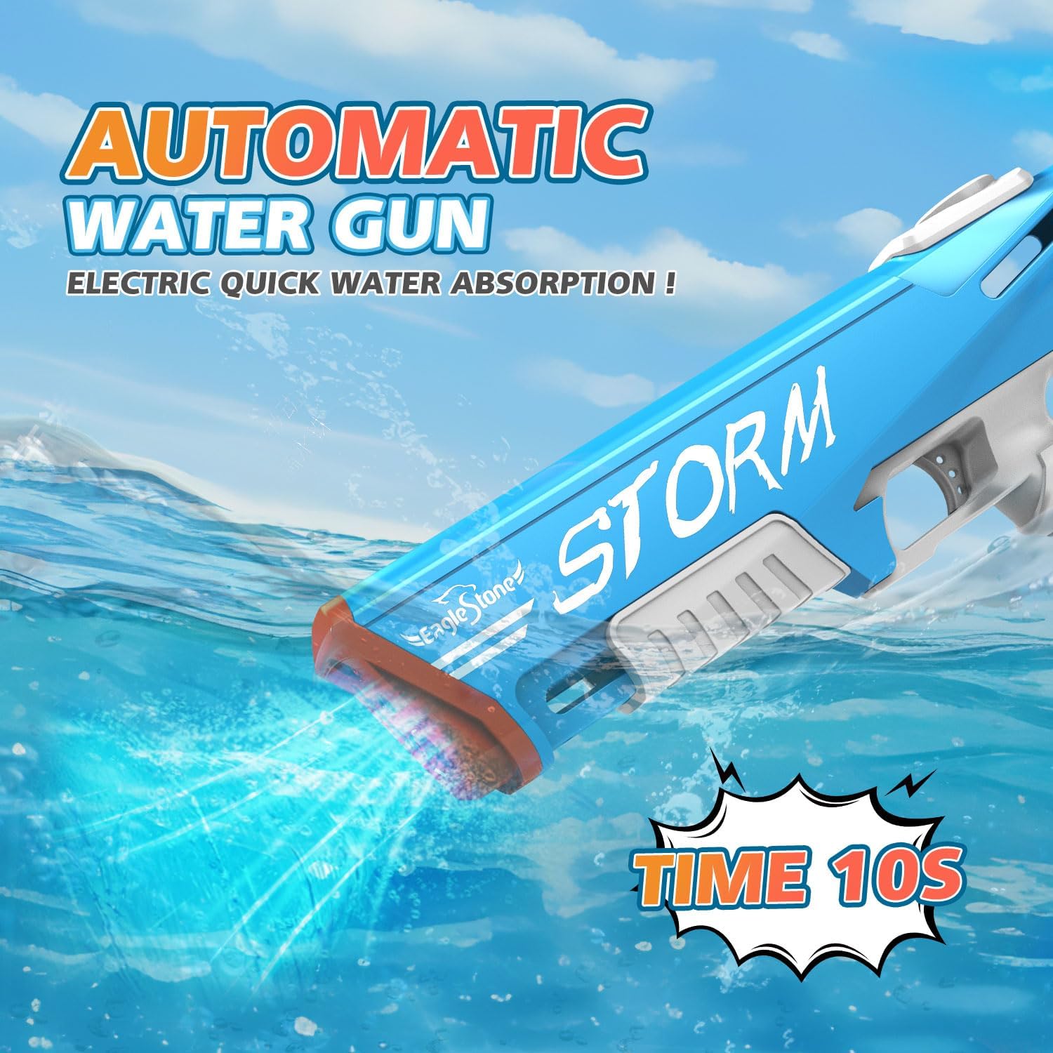 EagleStone T-10 Electric Water Gun for Kids Age 8-12, Automatic Squit Gun for Adults 33FT, Modular Battery Powered Auto Water Soaker,Toy for Kids, Summer Party Favor Pool Beach Backyard Outdoor Toy Game