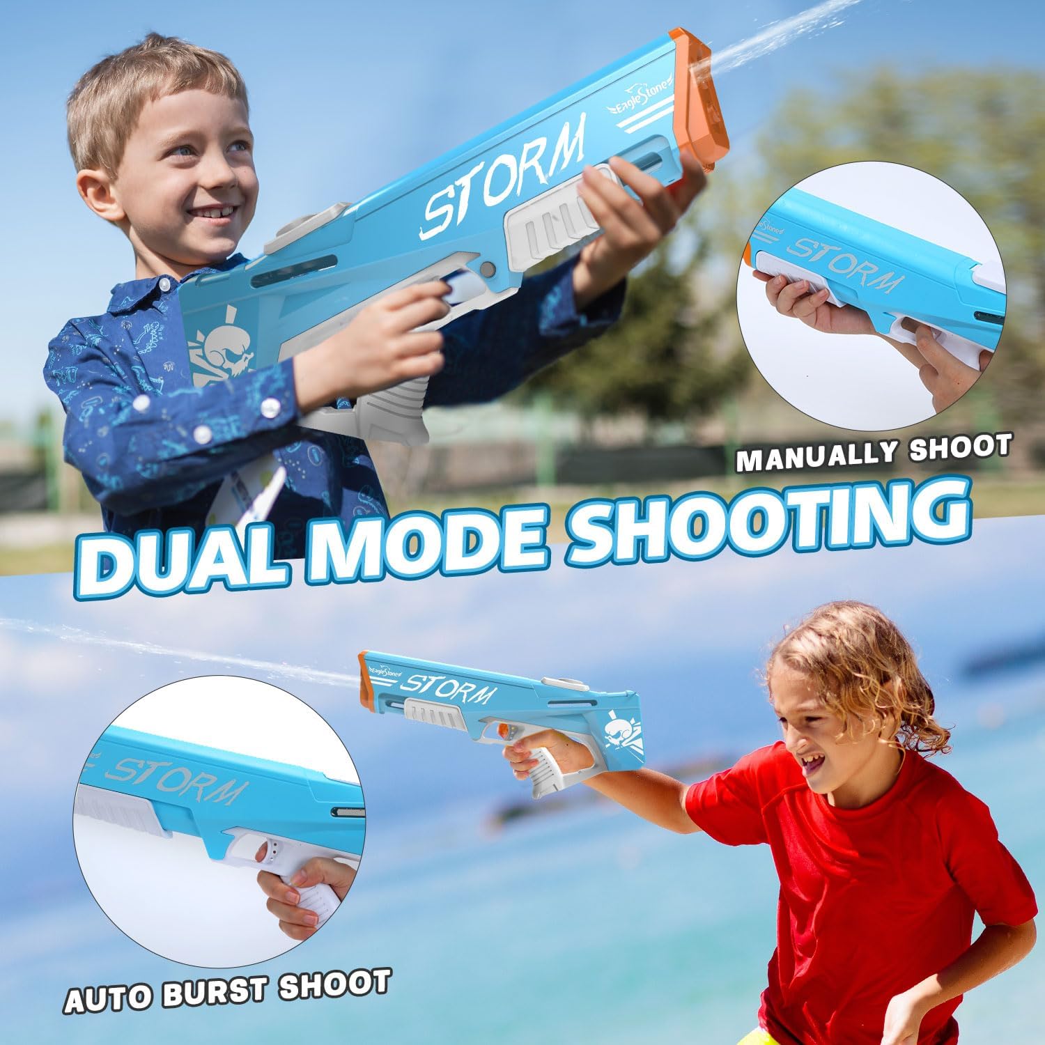 EagleStone T-10 Electric Water Gun for Kids Age 8-12, Automatic Squit Gun for Adults 33FT, Modular Battery Powered Auto Water Soaker,Toy for Kids, Summer Party Favor Pool Beach Backyard Outdoor Toy Game