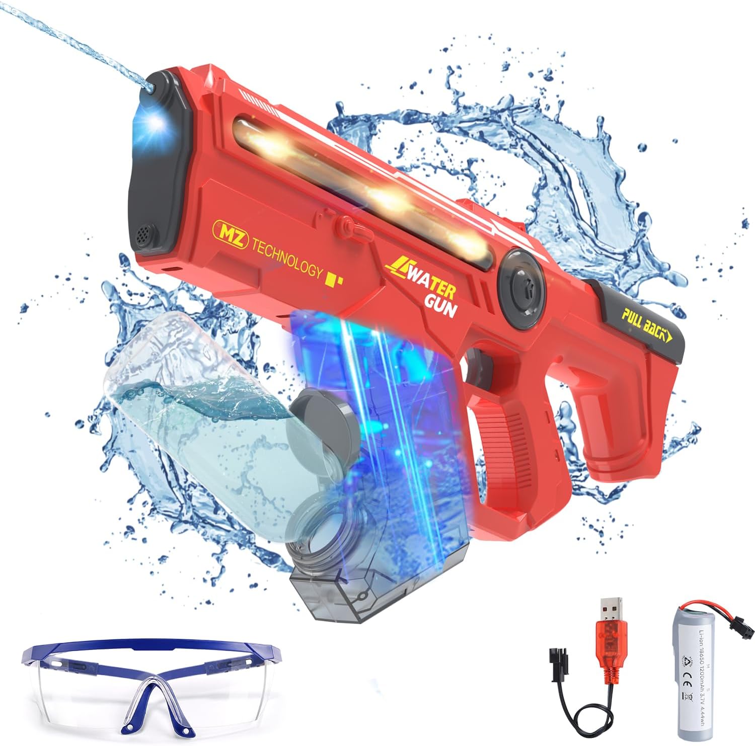 EagleStone Electric Water Gun for Adults Kids with LED Lights, Super Battery Powered Squirt Gun,Automatic Soaker Water Gun 650CC Capacity, 33FT Range,Pool Beach Outdoor Party Toys for Kids Ages 8-12