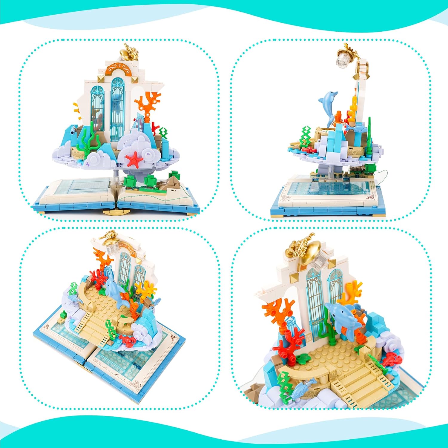 Fairytale Building Blocks Set, Building Toys for Adults and Children, Educational Toys, Book Toys Gift (Ocean Palace)