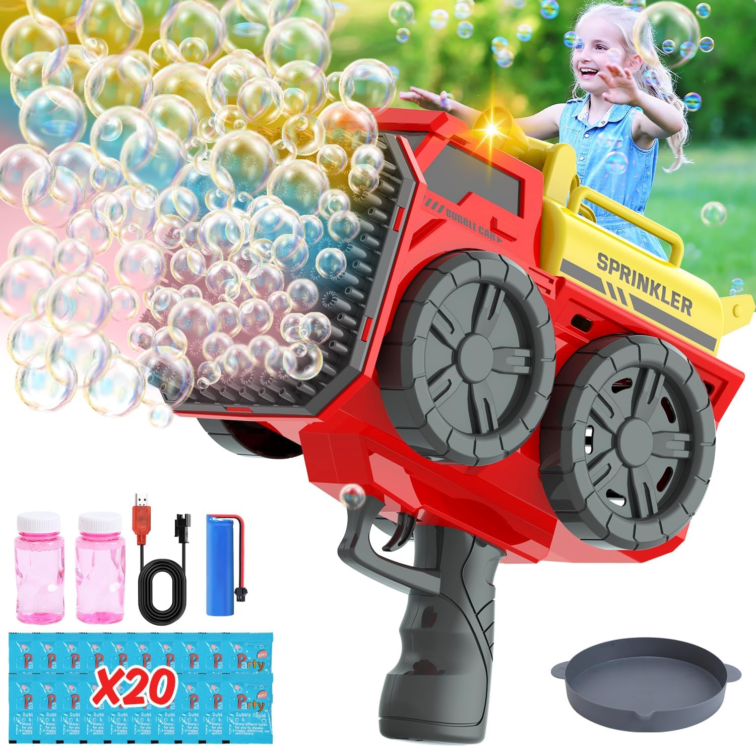 Eaglestone Bubble Gun for Kids 2 Packs, Automatic Bubble Machine, 10-Hole Bubbles Wands Blaster for Toddlers with LED Lights & Solution,Bubble Party Favor, Outdoor Game Toys for Boys & Girls Ages 3+