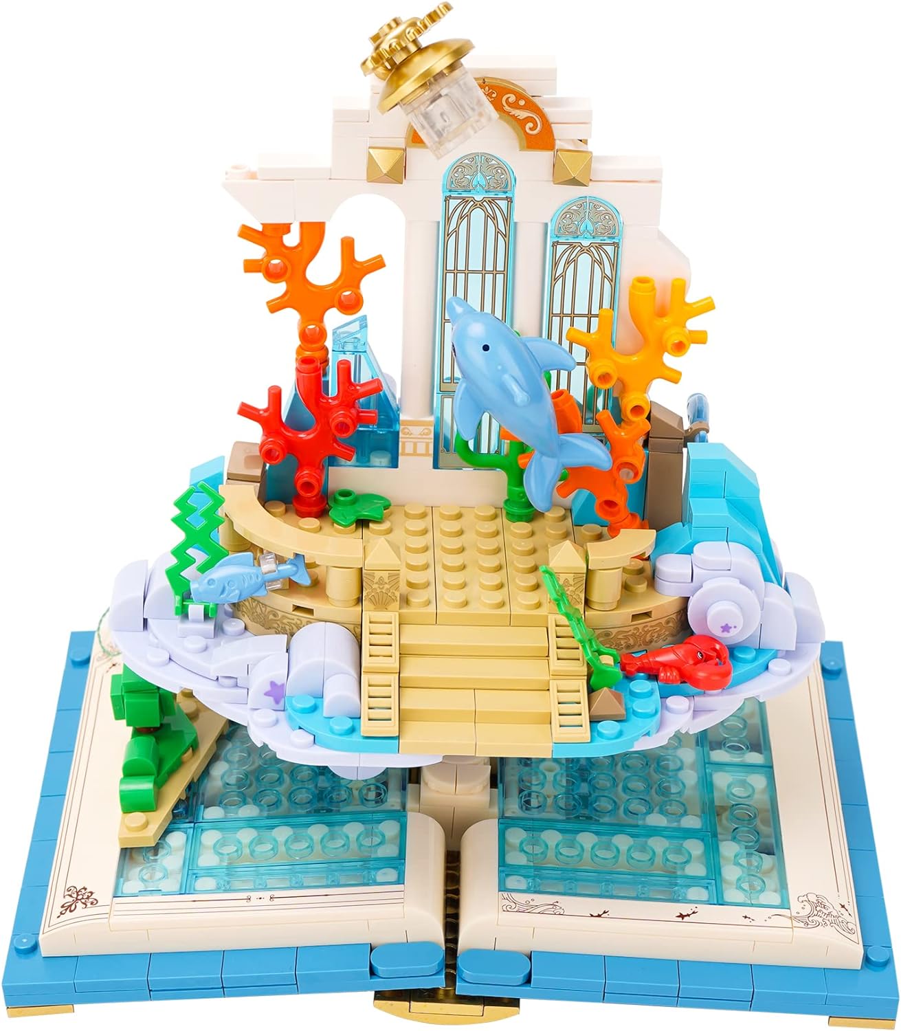 Fairytale Building Blocks Set, Building Toys for Adults and Children, Educational Toys, Book Toys Gift (Ocean Palace)