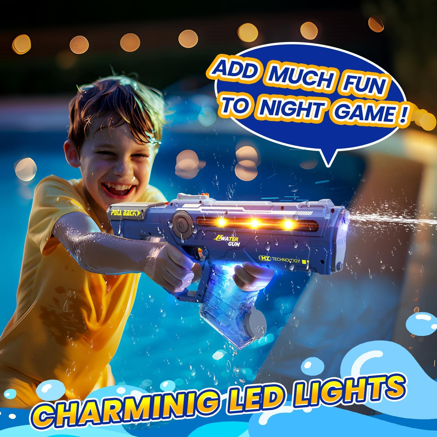 EagleStone Electric Water Gun for Adults Kids with LED Lights, Super Battery Powered Squirt Gun,Automatic Soaker Water Gun 650CC Capacity, 33FT Range,Pool Beach Outdoor Party Toys for Kids Ages 8-12