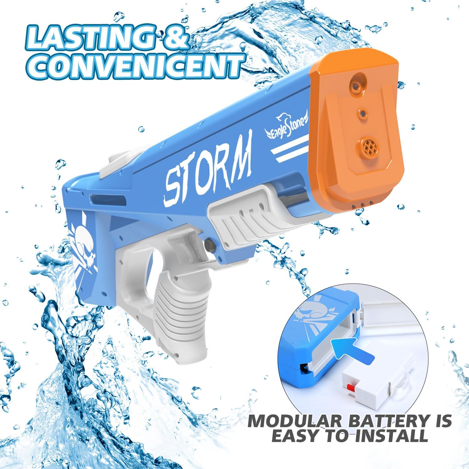 EagleStone T-10 Electric Water Gun for Kids Age 8-12, Automatic Squit Gun for Adults 33FT, Modular Battery Powered Auto Water Soaker,Toy for Kids, Summer Party Favor Pool Beach Backyard Outdoor Toy Game