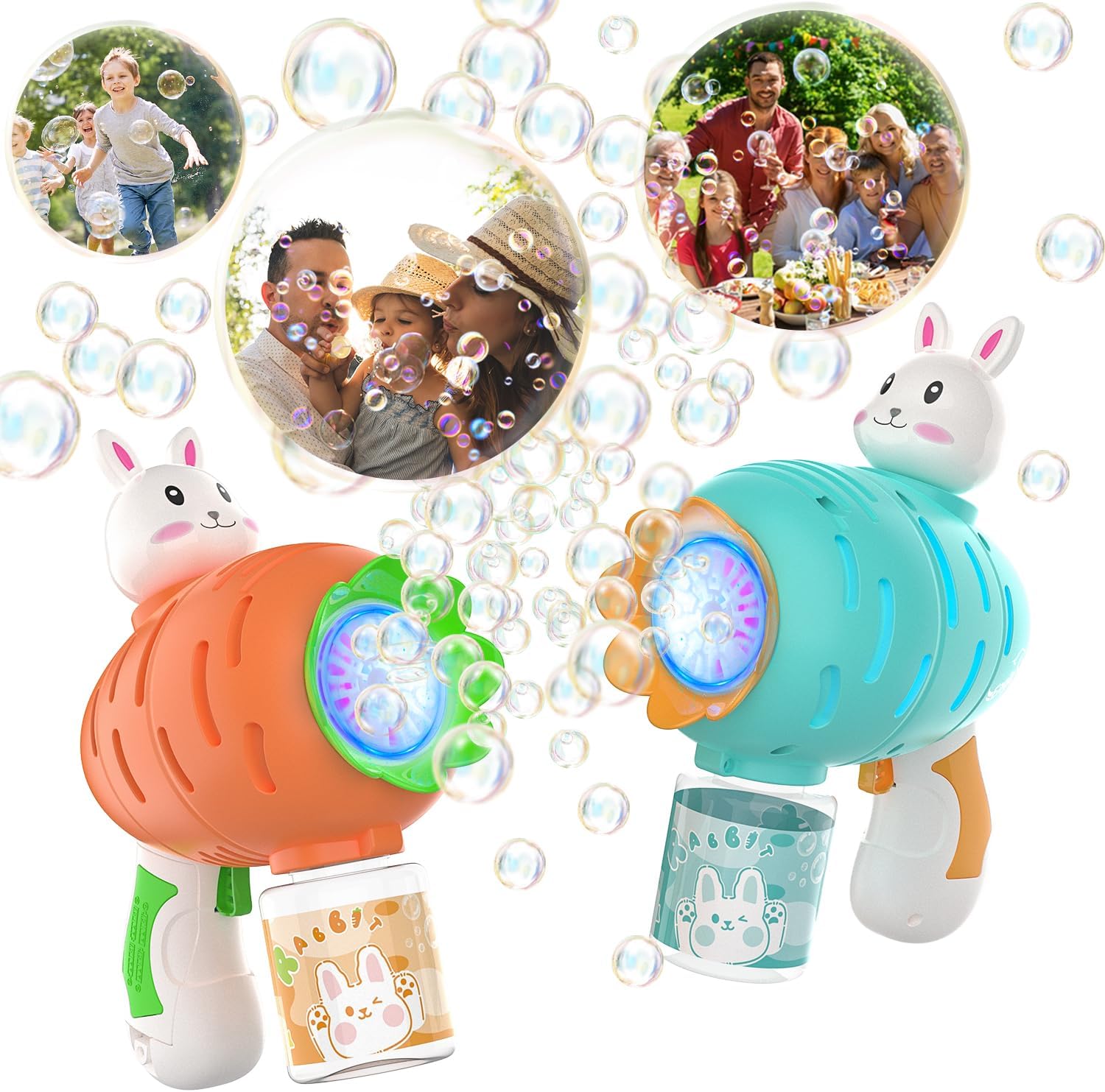 Eaglestone Bubble Gun for Kids 2 Packs, Automatic Bubble Machine, 10-Hole Bubbles Wands Blaster for Toddlers with LED Lights & Solution,Bubble Party Favor, Outdoor Game Toys for Boys & Girls Ages 3+