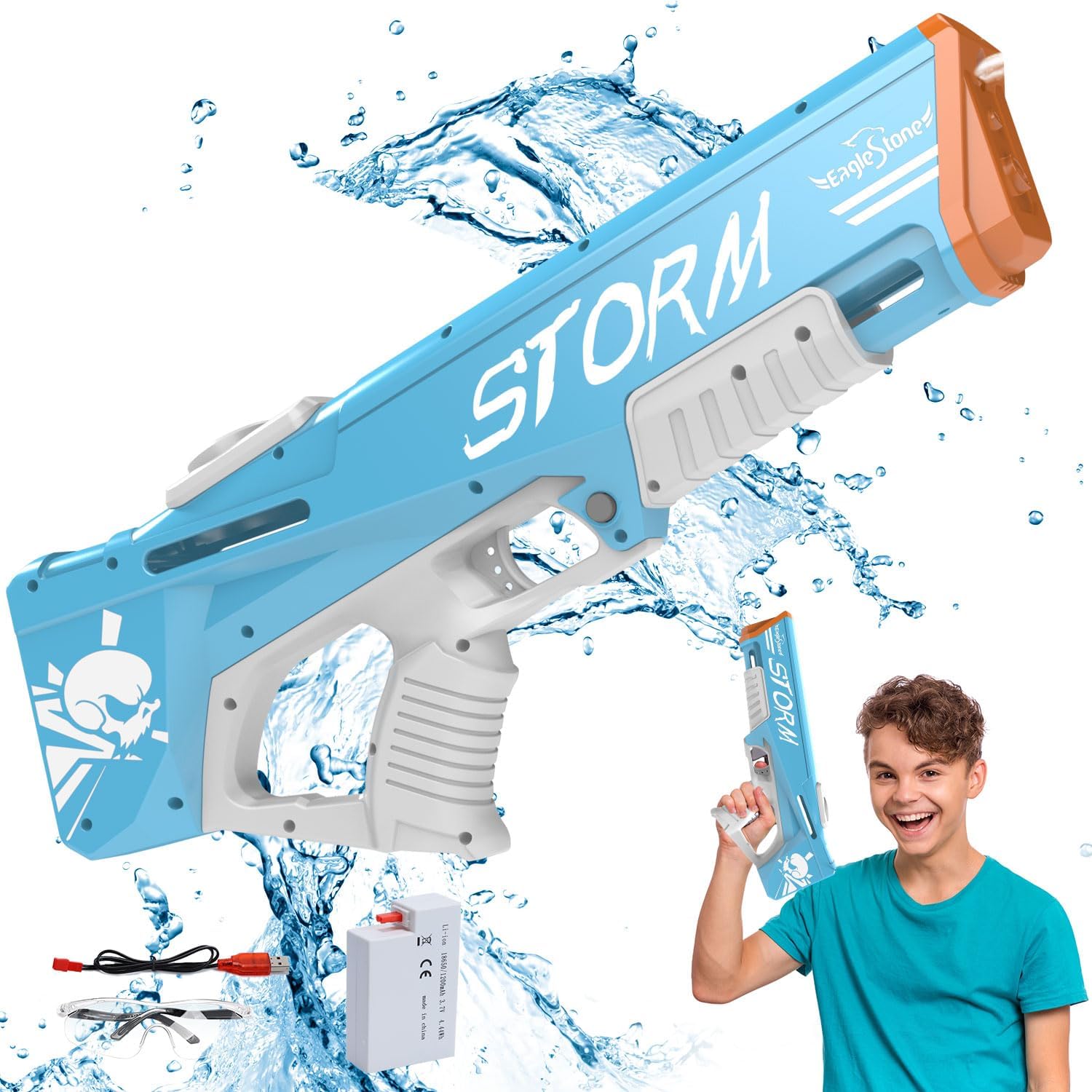 EagleStone T-10 Electric Water Gun for Kids Age 8-12, Automatic Squit Gun for Adults 33FT, Modular Battery Powered Auto Water Soaker,Toy for Kids, Summer Party Favor Pool Beach Backyard Outdoor Toy Game