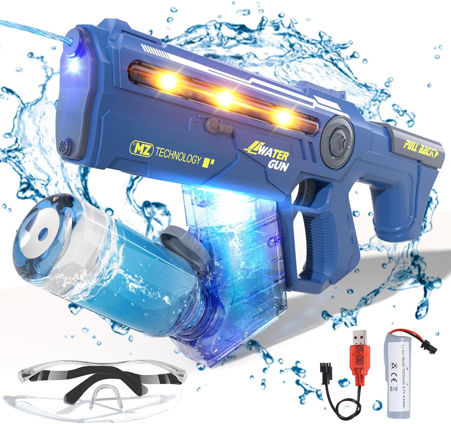 EagleStone Electric Water Gun for Adults Kids with LED Lights, Super Battery Powered Squirt Gun,Automatic Soaker Water Gun 650CC Capacity, 33FT Range,Pool Beach Outdoor Party Toys for Kids Ages 8-12