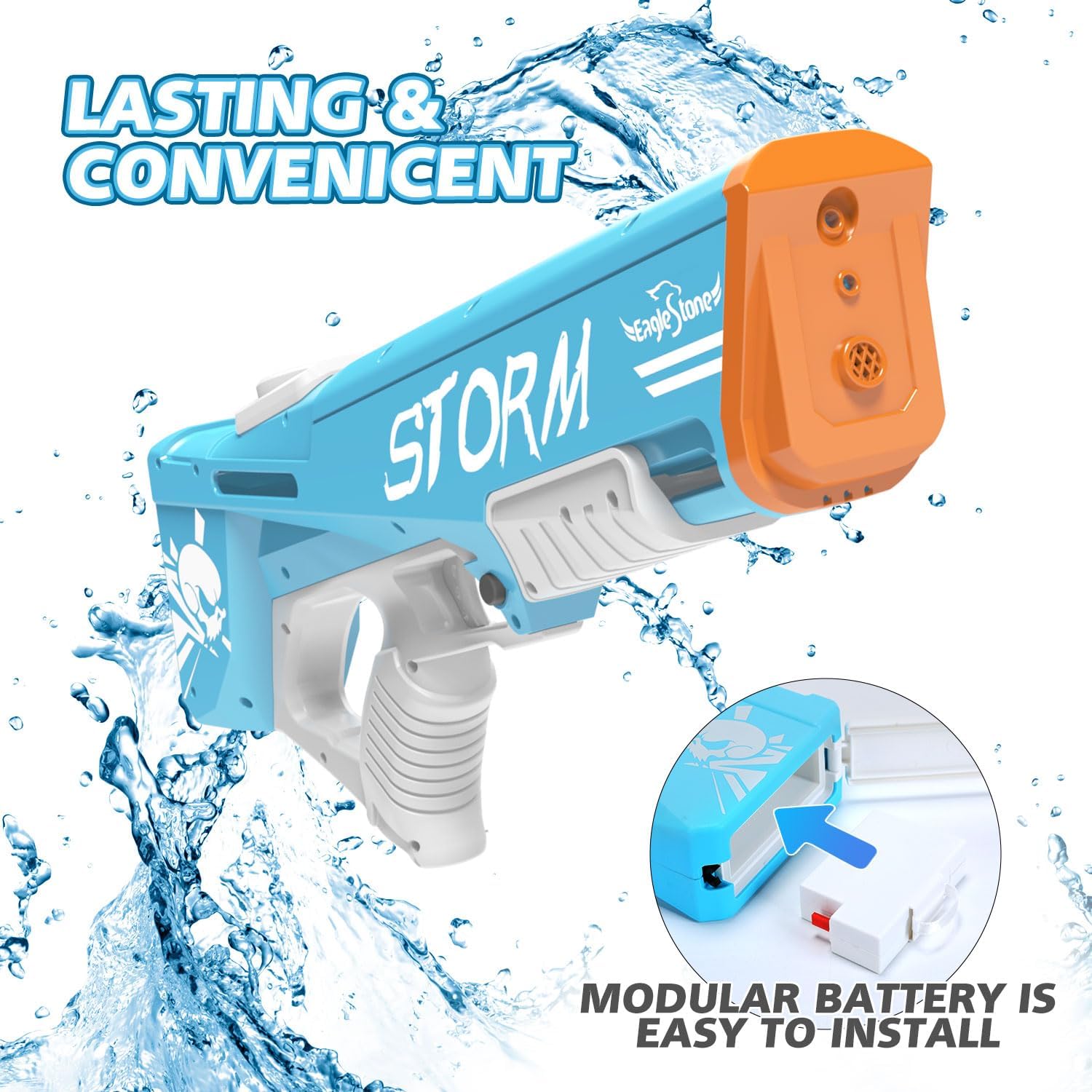 EagleStone T-10 Electric Water Gun for Kids Age 8-12, Automatic Squit Gun for Adults 33FT, Modular Battery Powered Auto Water Soaker,Toy for Kids, Summer Party Favor Pool Beach Backyard Outdoor Toy Game