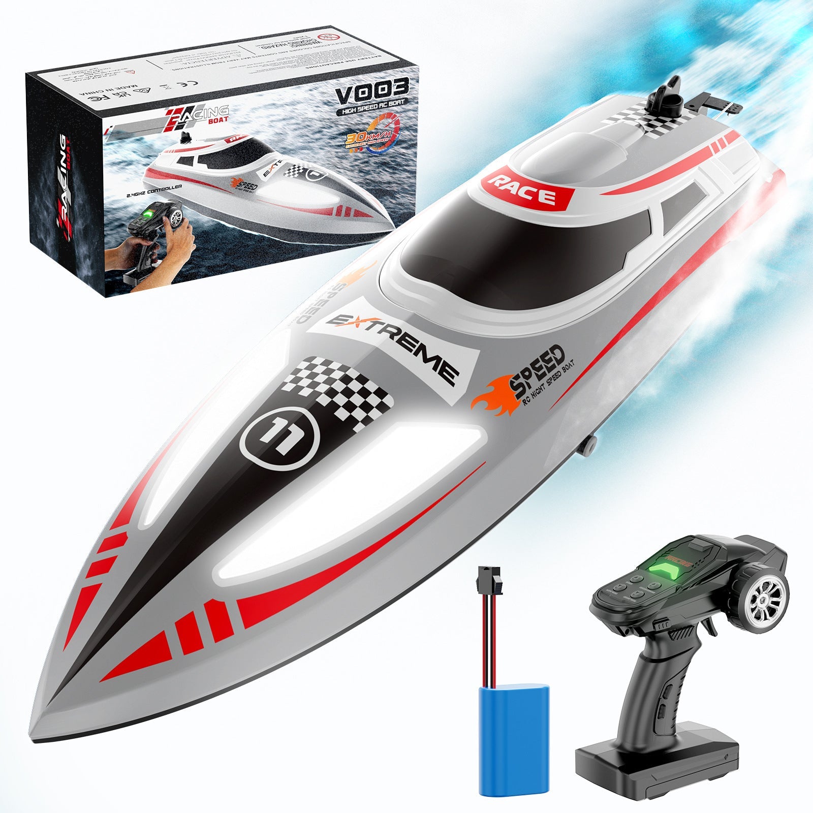 Islyne T128 RC boat speedboat water-cooled powerful motor waterproof water toy electric toy boat high-speed boat