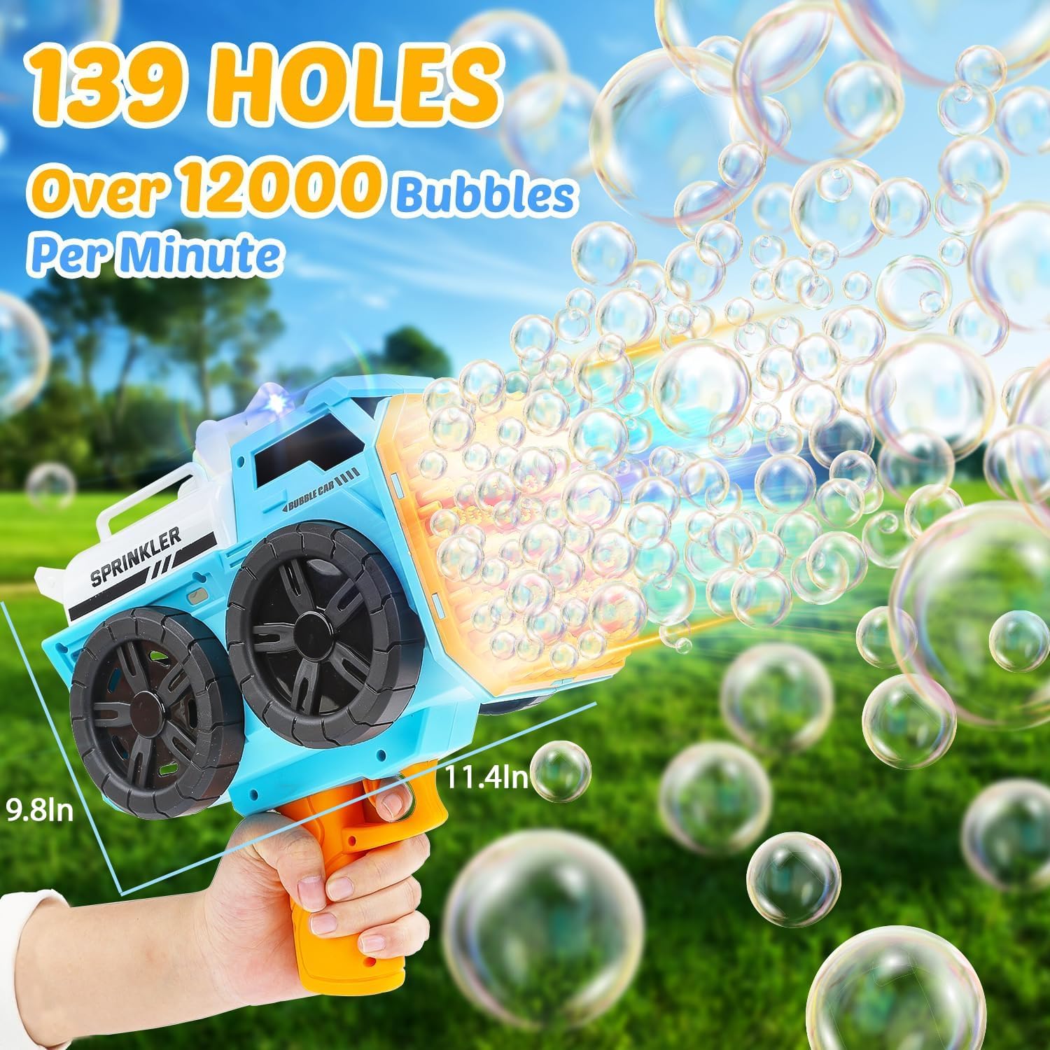 Eaglestone Bubble Gun for Kids 2 Packs, Automatic Bubble Machine, 10-Hole Bubbles Wands Blaster for Toddlers with LED Lights & Solution,Bubble Party Favor, Outdoor Game Toys for Boys & Girls Ages 3+