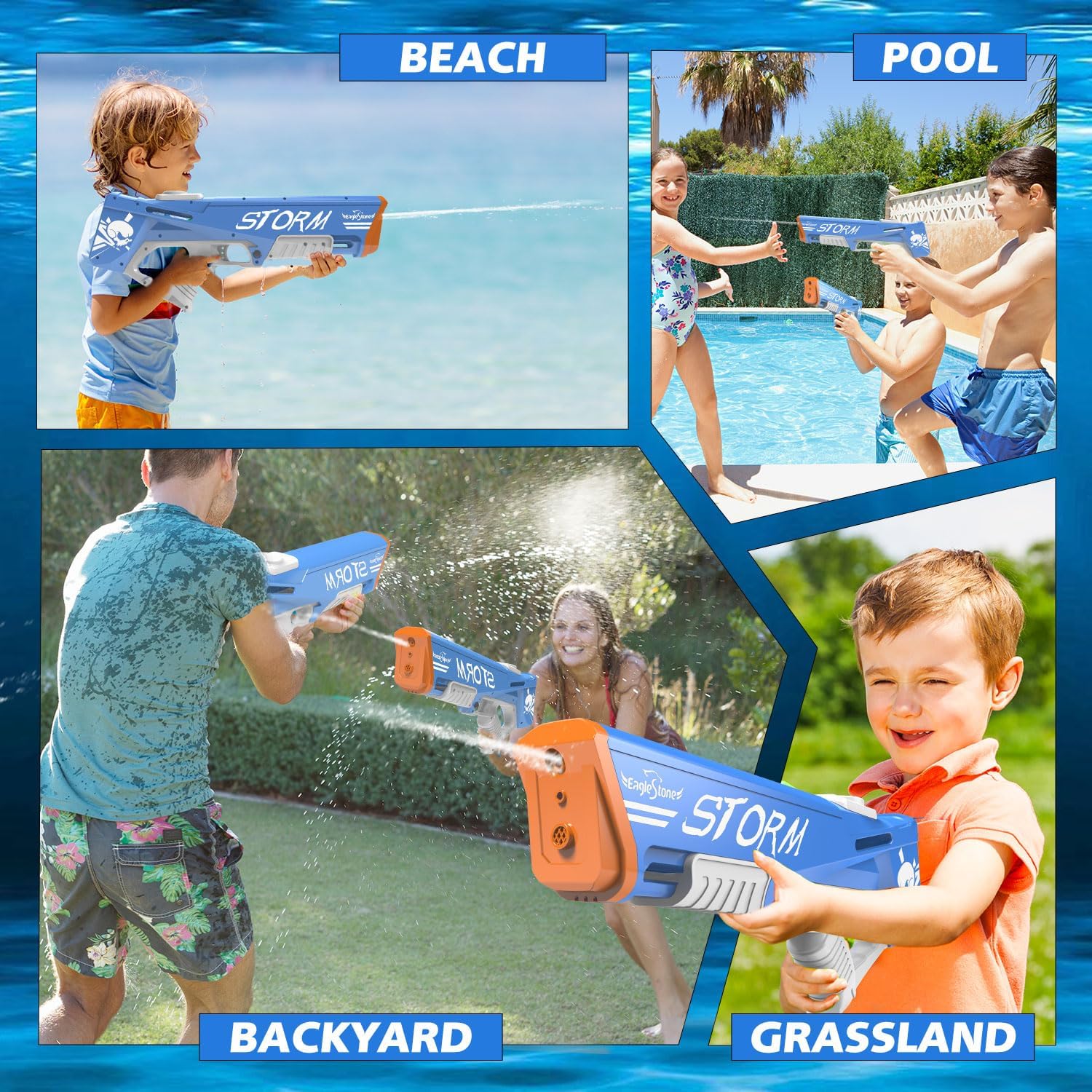 EagleStone T-10 Electric Water Gun for Kids Age 8-12, Automatic Squit Gun for Adults 33FT, Modular Battery Powered Auto Water Soaker,Toy for Kids, Summer Party Favor Pool Beach Backyard Outdoor Toy Game