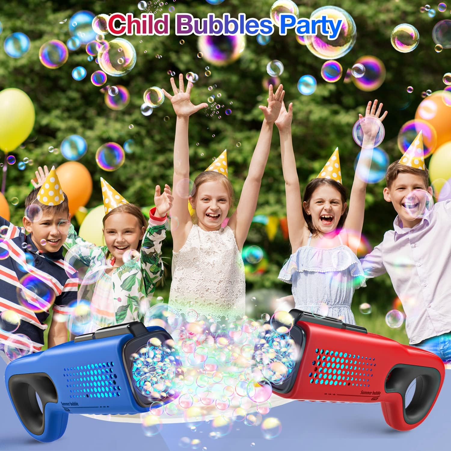 Eaglestone Bubble Gun for Kids 2 Packs, Automatic Bubble Machine, 10-Hole Bubbles Wands Blaster for Toddlers with LED Lights & Solution,Bubble Party Favor, Outdoor Game Toys for Boys & Girls Ages 3+