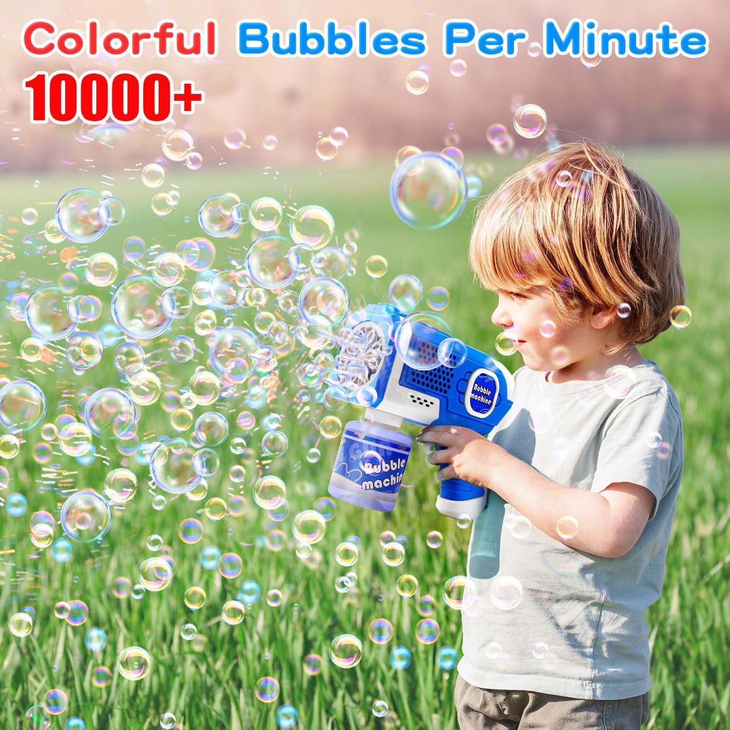 Eaglestone Bubble Gun for Kids 2 Packs, Automatic Bubble Machine, 10-Hole Bubbles Wands Blaster for Toddlers with LED Lights & Solution,Bubble Party Favor, Outdoor Game Toys for Boys & Girls Ages 3+