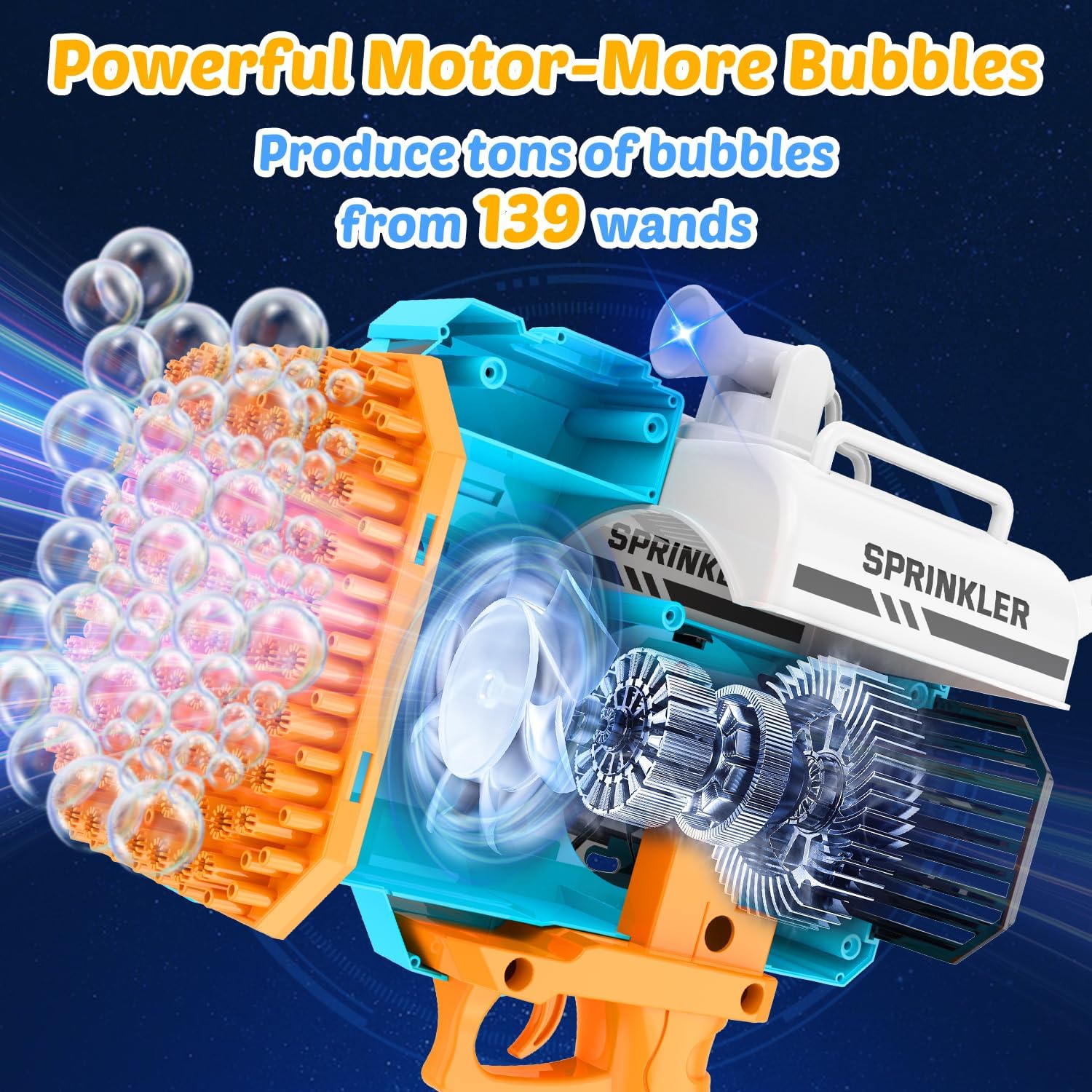 Eaglestone Bubble Gun for Kids 2 Packs, Automatic Bubble Machine, 10-Hole Bubbles Wands Blaster for Toddlers with LED Lights & Solution,Bubble Party Favor, Outdoor Game Toys for Boys & Girls Ages 3+