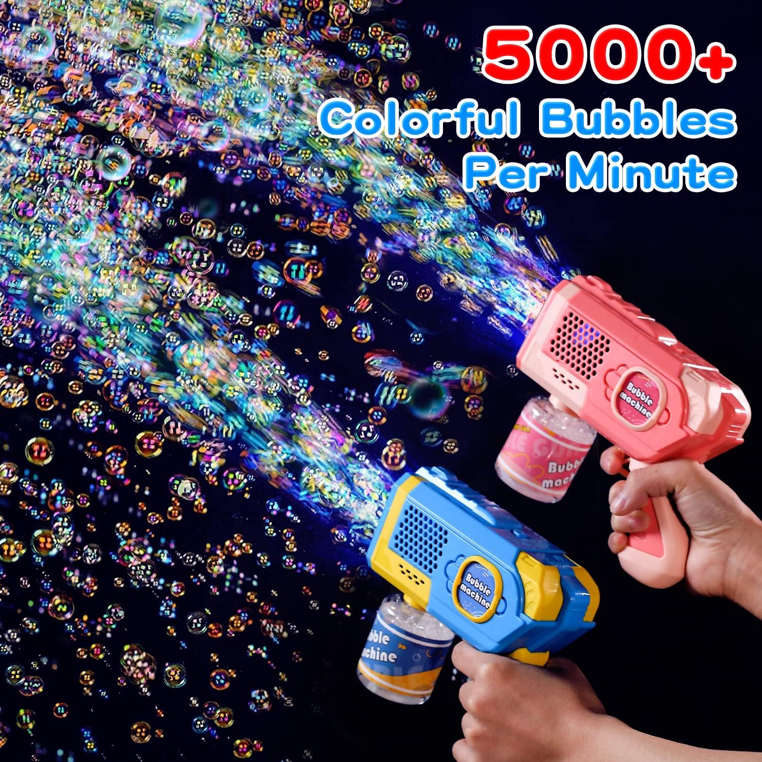 Eaglestone Bubble Gun for Kids 2 Packs, Automatic Bubble Machine, 10-Hole Bubbles Wands Blaster for Toddlers with LED Lights & Solution,Bubble Party Favor, Outdoor Game Toys for Boys & Girls Ages 3+