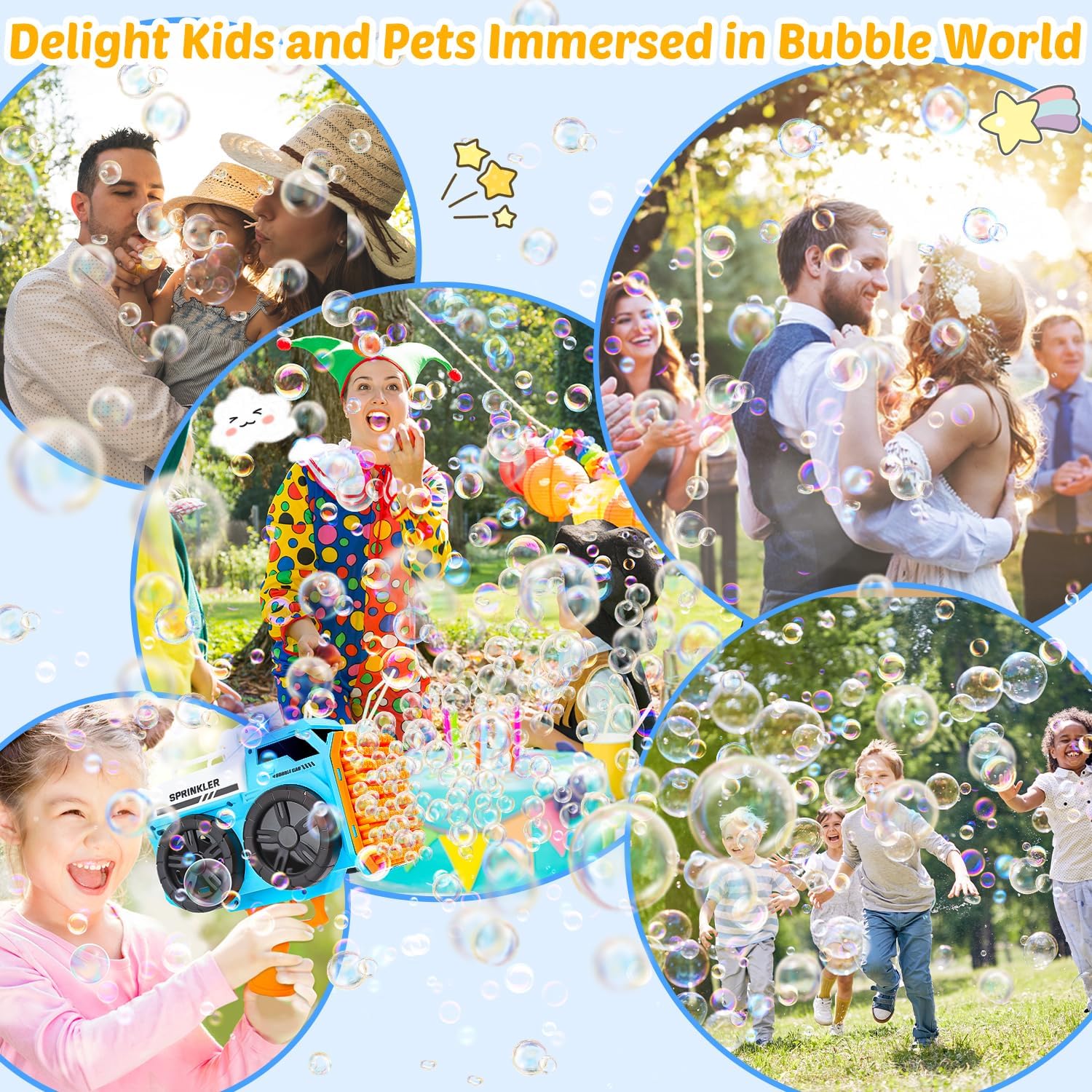 Eaglestone Bubble Gun for Kids 2 Packs, Automatic Bubble Machine, 10-Hole Bubbles Wands Blaster for Toddlers with LED Lights & Solution,Bubble Party Favor, Outdoor Game Toys for Boys & Girls Ages 3+