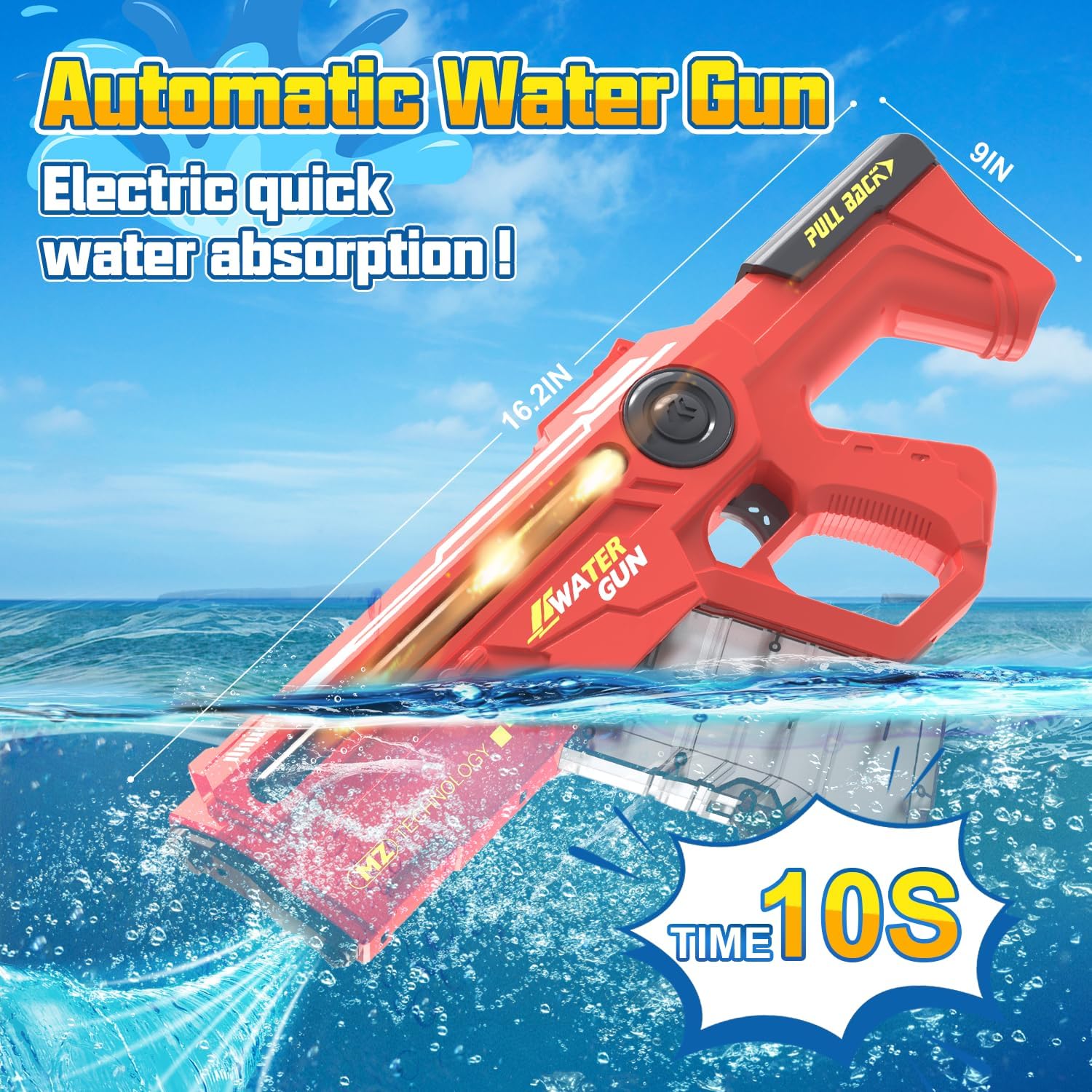 EagleStone Electric Water Gun for Adults Kids with LED Lights, Super Battery Powered Squirt Gun,Automatic Soaker Water Gun 650CC Capacity, 33FT Range,Pool Beach Outdoor Party Toys for Kids Ages 8-12