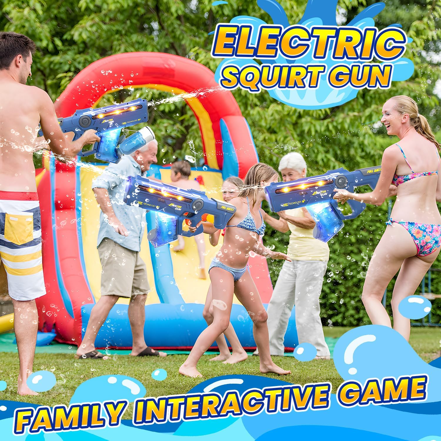 EagleStone Electric Water Gun for Adults Kids with LED Lights, Super Battery Powered Squirt Gun,Automatic Soaker Water Gun 650CC Capacity, 33FT Range,Pool Beach Outdoor Party Toys for Kids Ages 8-12