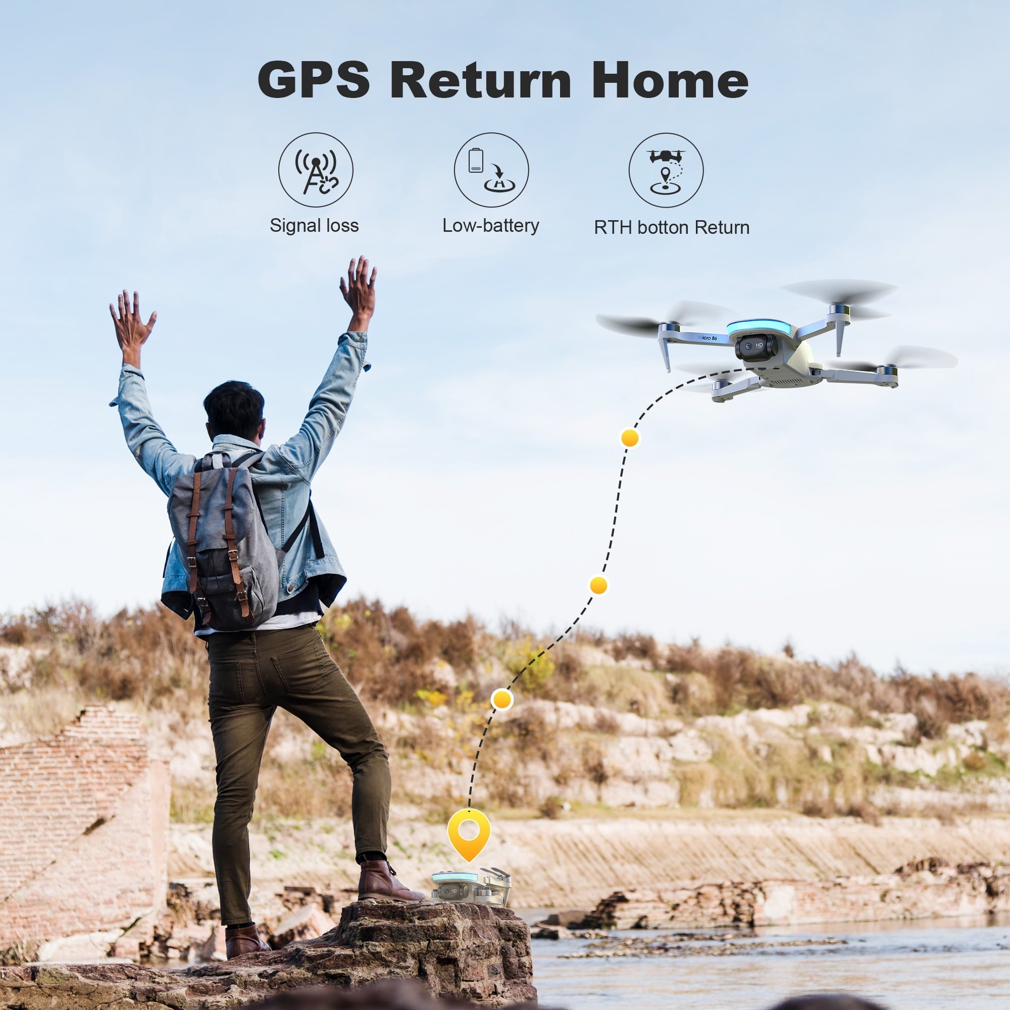 Islyne B6 GPS Drone with Camera for Adults 4K, RC Mini Drone Under 249g with Smart Return, Brushless Motor, 5G Transmission and 2 Batteries for 44-Min Flight Time, Gray