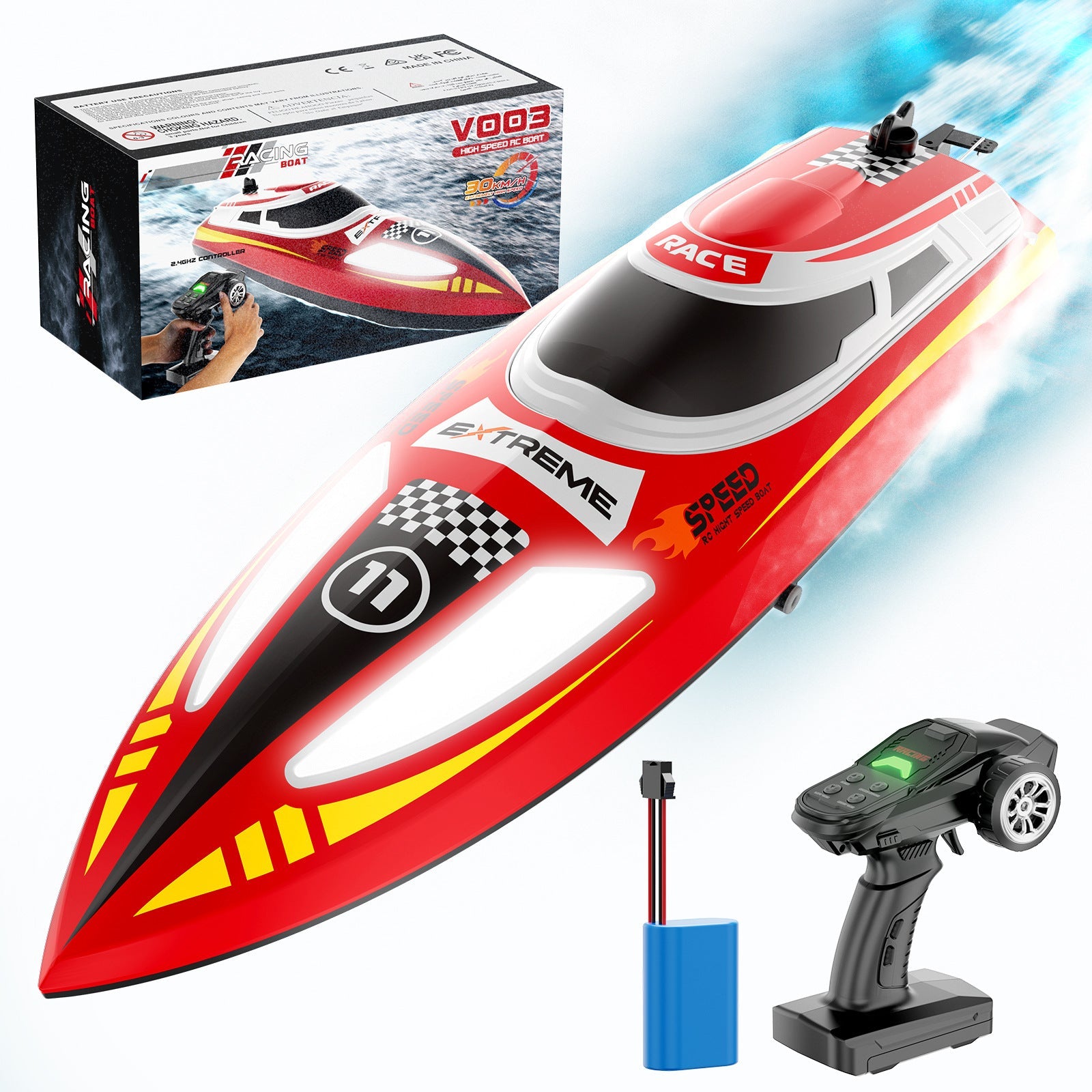 Islyne T128 RC boat speedboat water-cooled powerful motor waterproof water toy electric toy boat high-speed boat